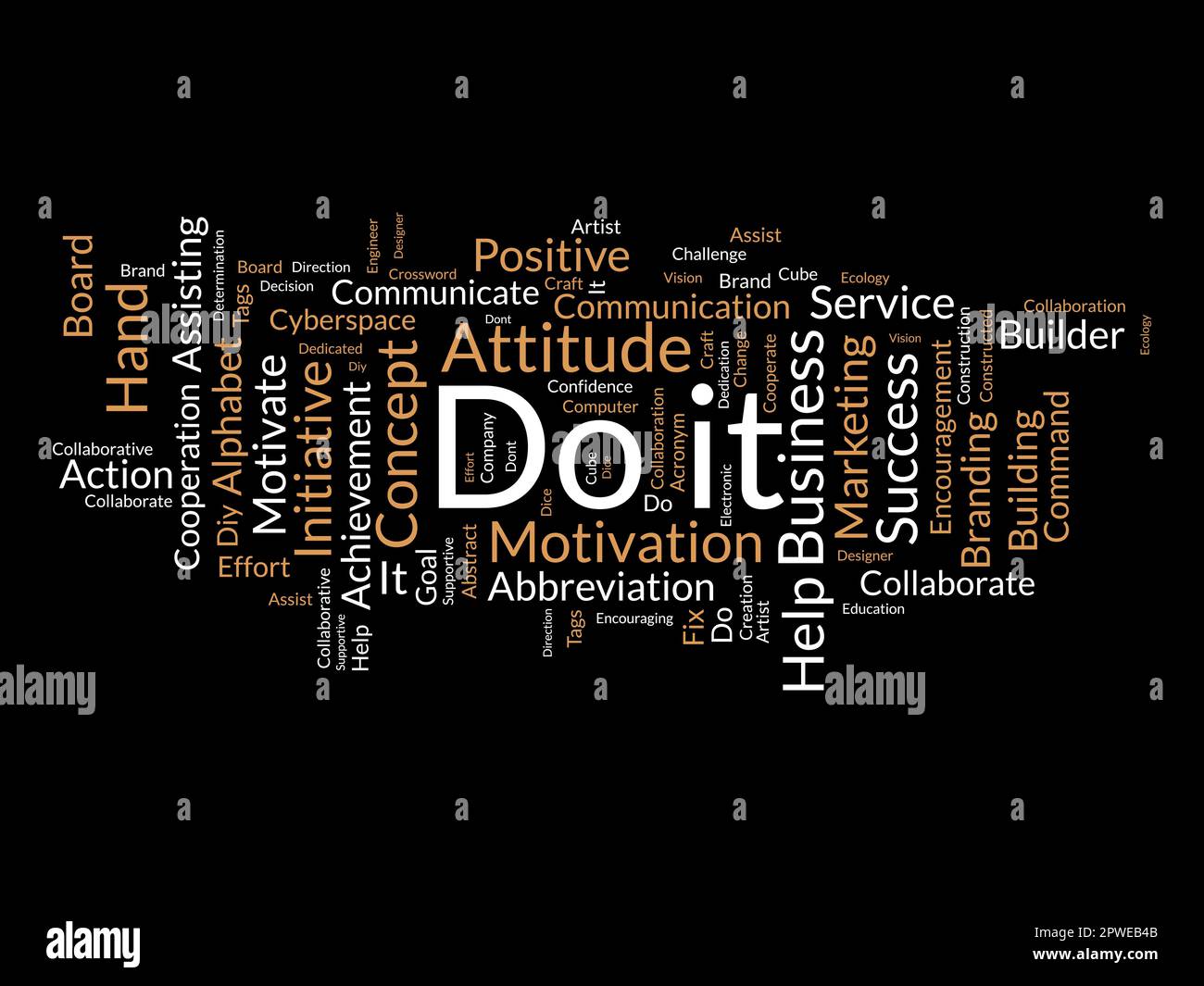Concetto di background di Word cloud per Do IT. Sfida di azione di vendita per l'handle di comando di successo. illustrazione vettoriale. Illustrazione Vettoriale