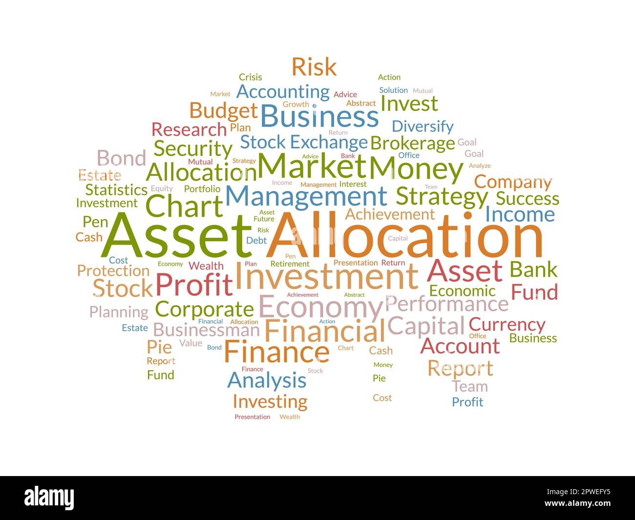 Concetto di background di Word cloud per l'allocazione delle risorse. Gestione del denaro, strategia del mercato finanziario di analisi di business. illustrazione vettoriale. Illustrazione Vettoriale