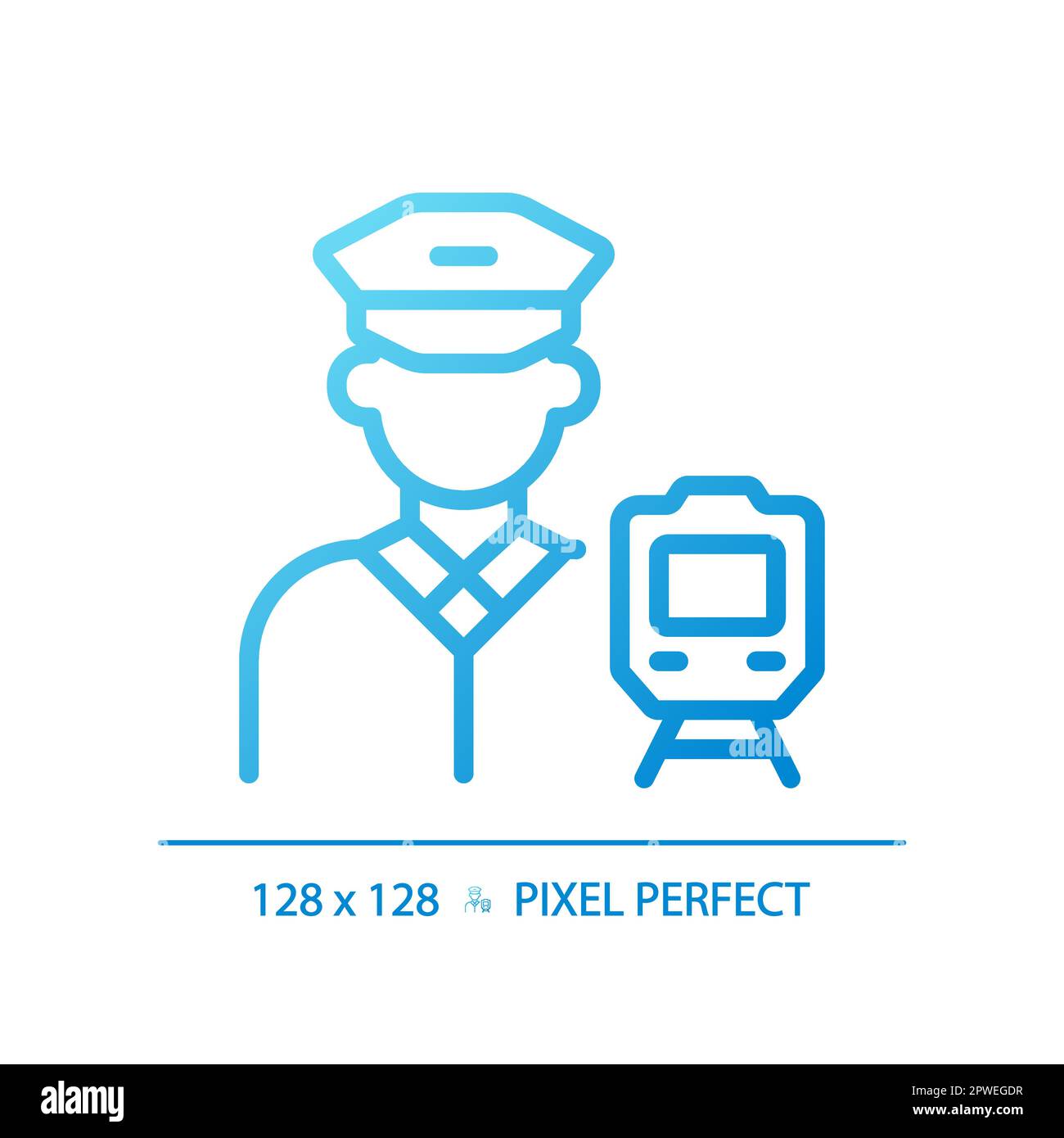 Icona vettore lineare gradiente perfetto pixel driver Train Illustrazione Vettoriale