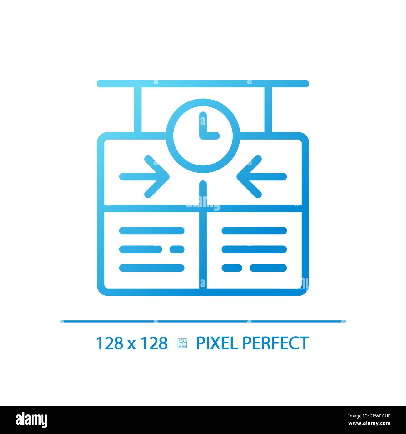 Icona del vettore lineare gradiente perfetto pixel Timetable Illustrazione Vettoriale