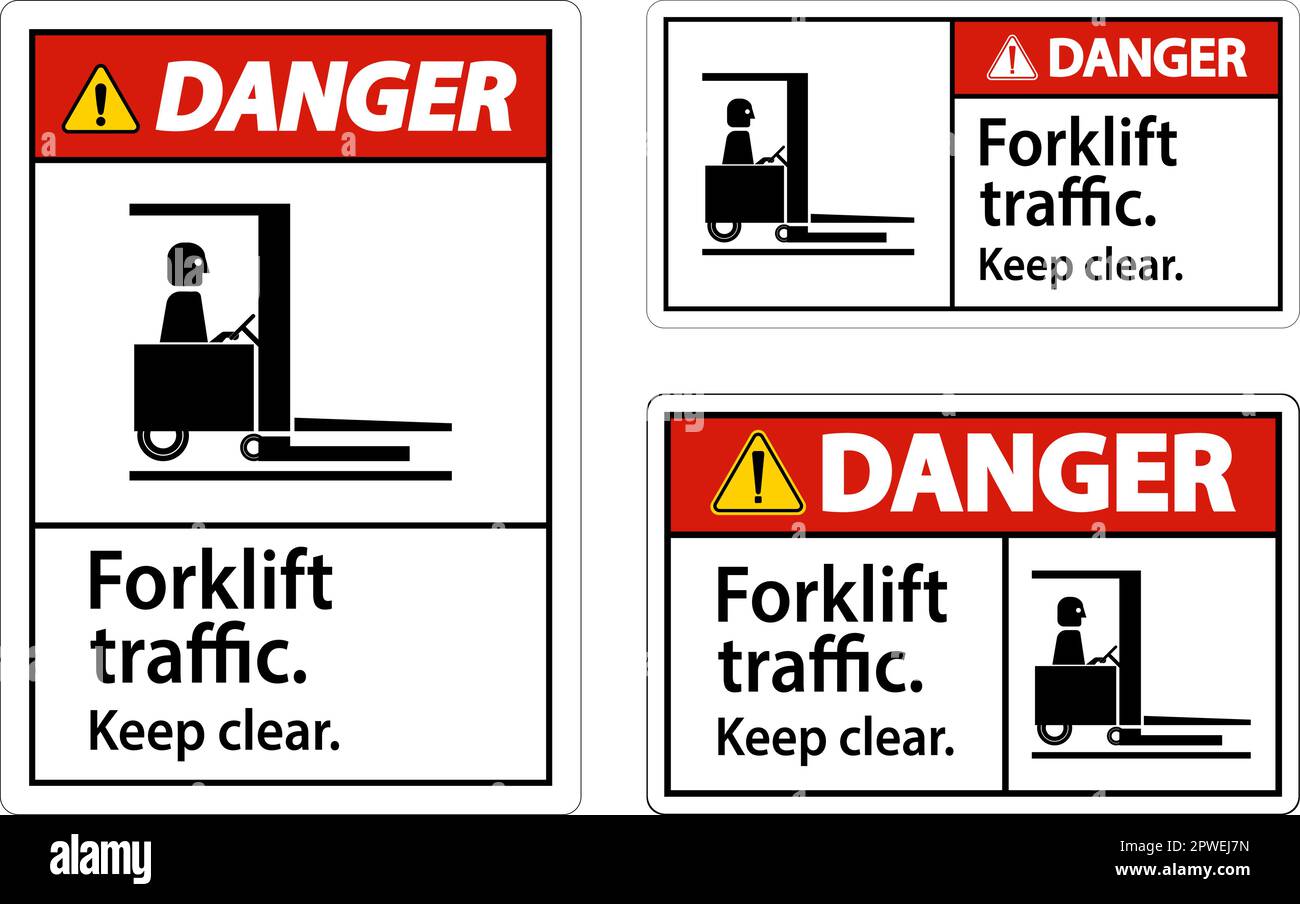 Segnale di pericolo per il traffico carrelli elevatori a forche Illustrazione Vettoriale