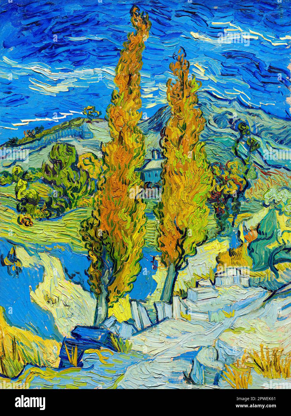 I pioppi a Saint-Remy (di Vincent Van Gogh. Originale dal Museo d'Arte di Cleveland Foto Stock