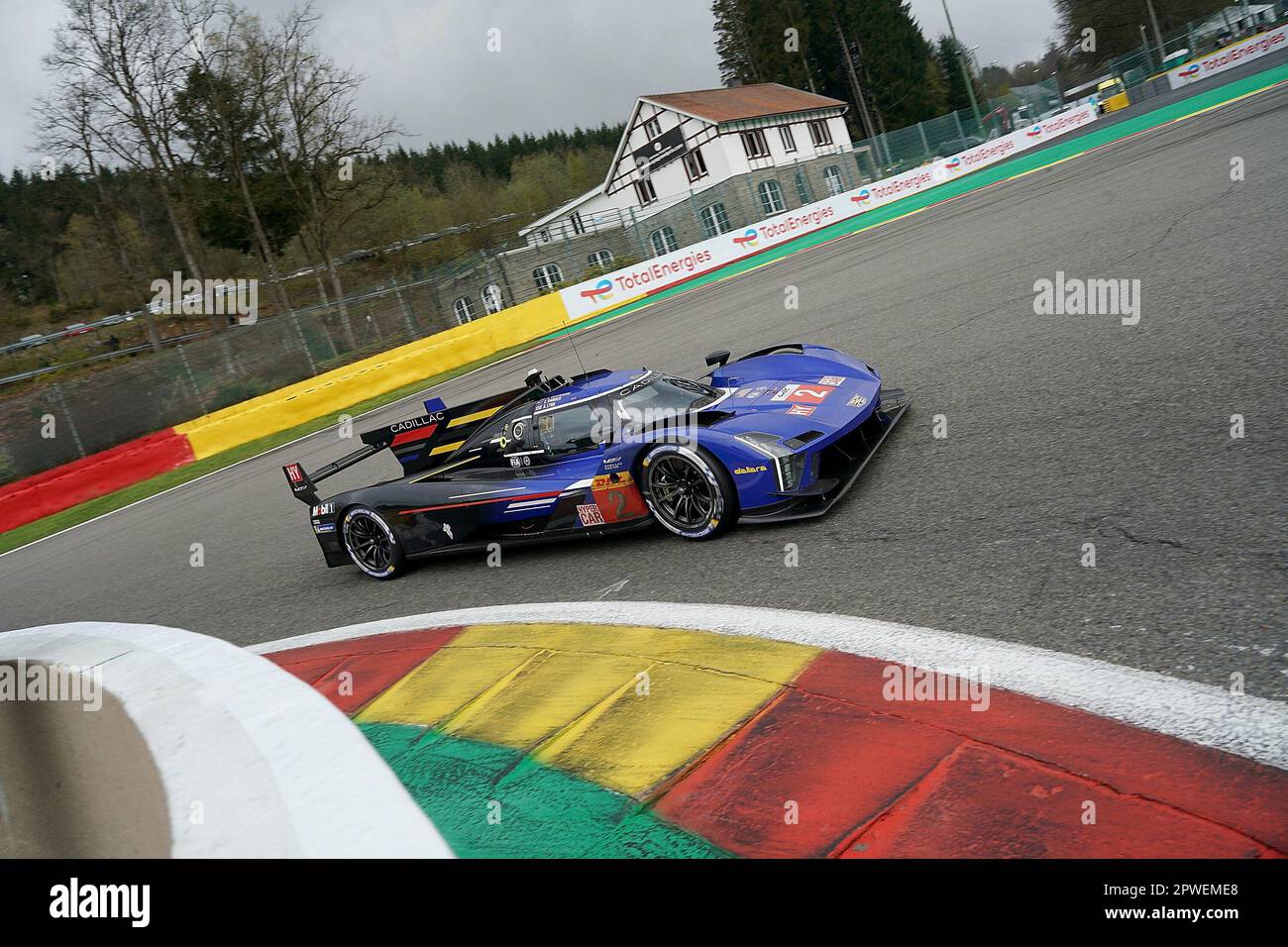 29 aprile 2023, circuito di Spa-Francorchamps, Spa-Francorchamps, WEC - TotalEnergies 6 ore di Spa-Francorchamps, nella foto CADILLAC RACING, Cadillac V-Series.R, Earl Bamber (NZL), Alex Lynn (GBR), Richard Westbrook (GBR) Foto Stock