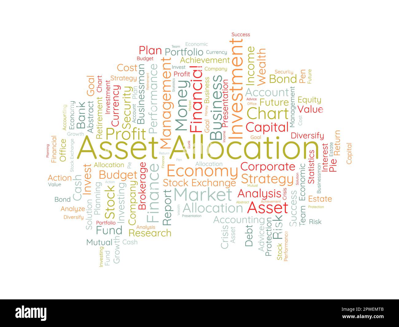 Concetto di background di Word cloud per l'allocazione delle risorse. Gestione del denaro, strategia del mercato finanziario di analisi di business. illustrazione vettoriale. Illustrazione Vettoriale