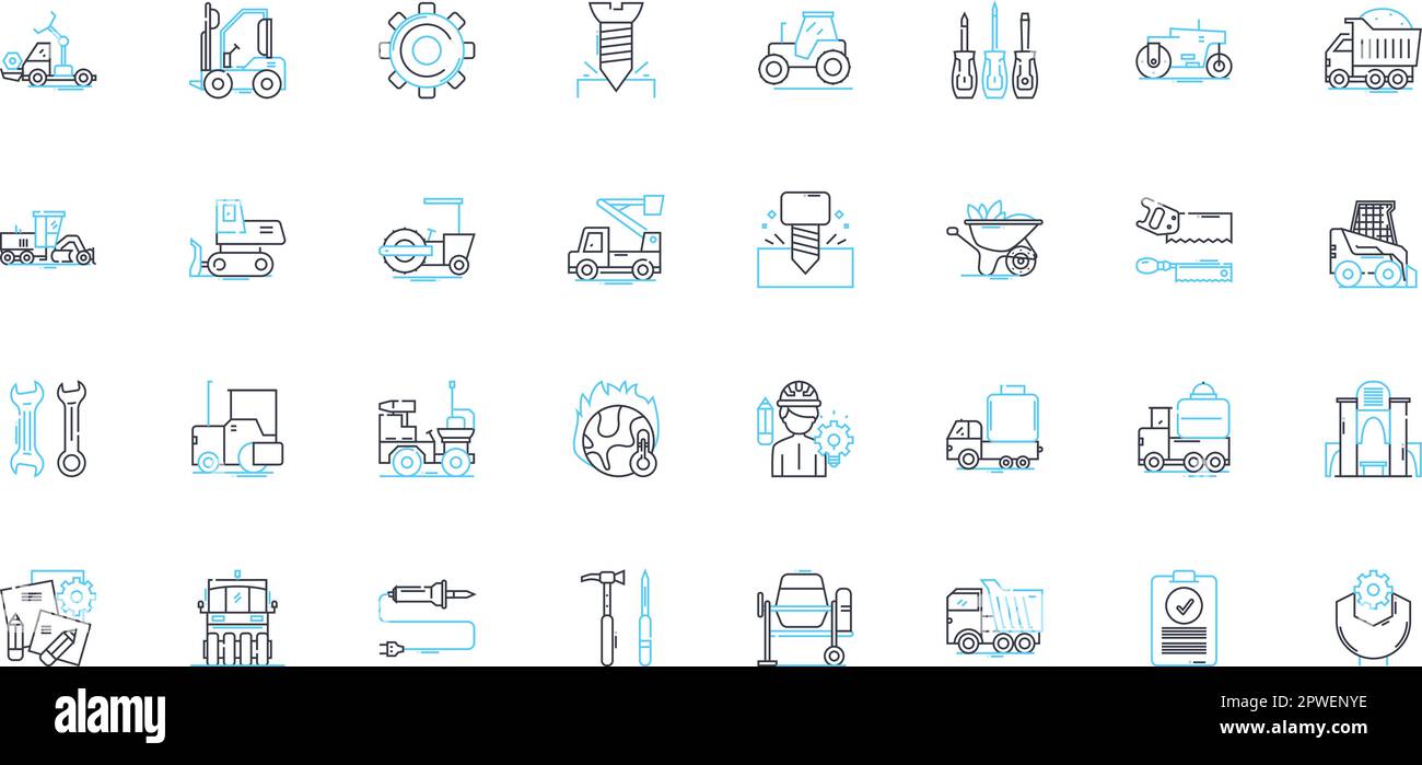 Set di icone lineari per apparecchi scientifici. Microscopio, centrifuga, becco Bunsen, spettrofotometro, pipetta, Termometro, vettore di linea della siringa e concetto Illustrazione Vettoriale