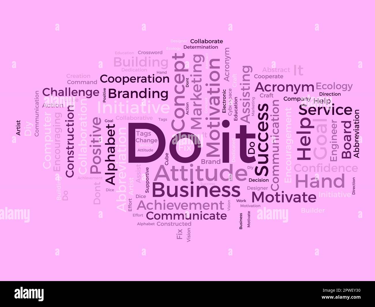 Concetto di background di Word cloud per Do IT. Sfida di azione di vendita per l'handle di comando di successo. illustrazione vettoriale. Illustrazione Vettoriale