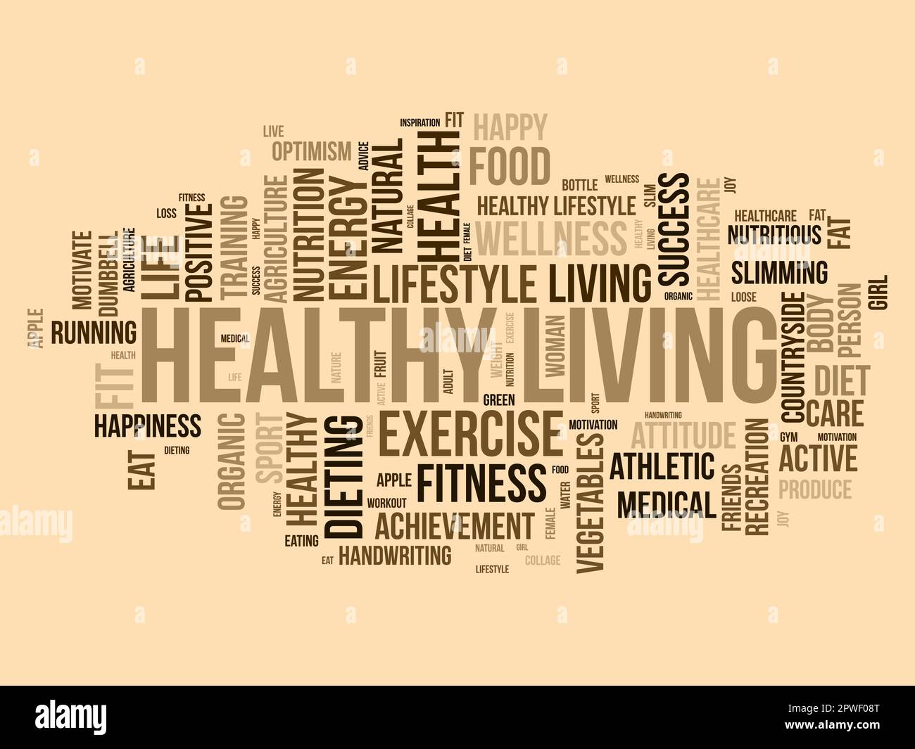 Concetto di base di Word cloud per una vita sana. dieta esercizio, adattare stile di vita con cibo biologico di energia alimentare. illustrazione vettoriale. Illustrazione Vettoriale