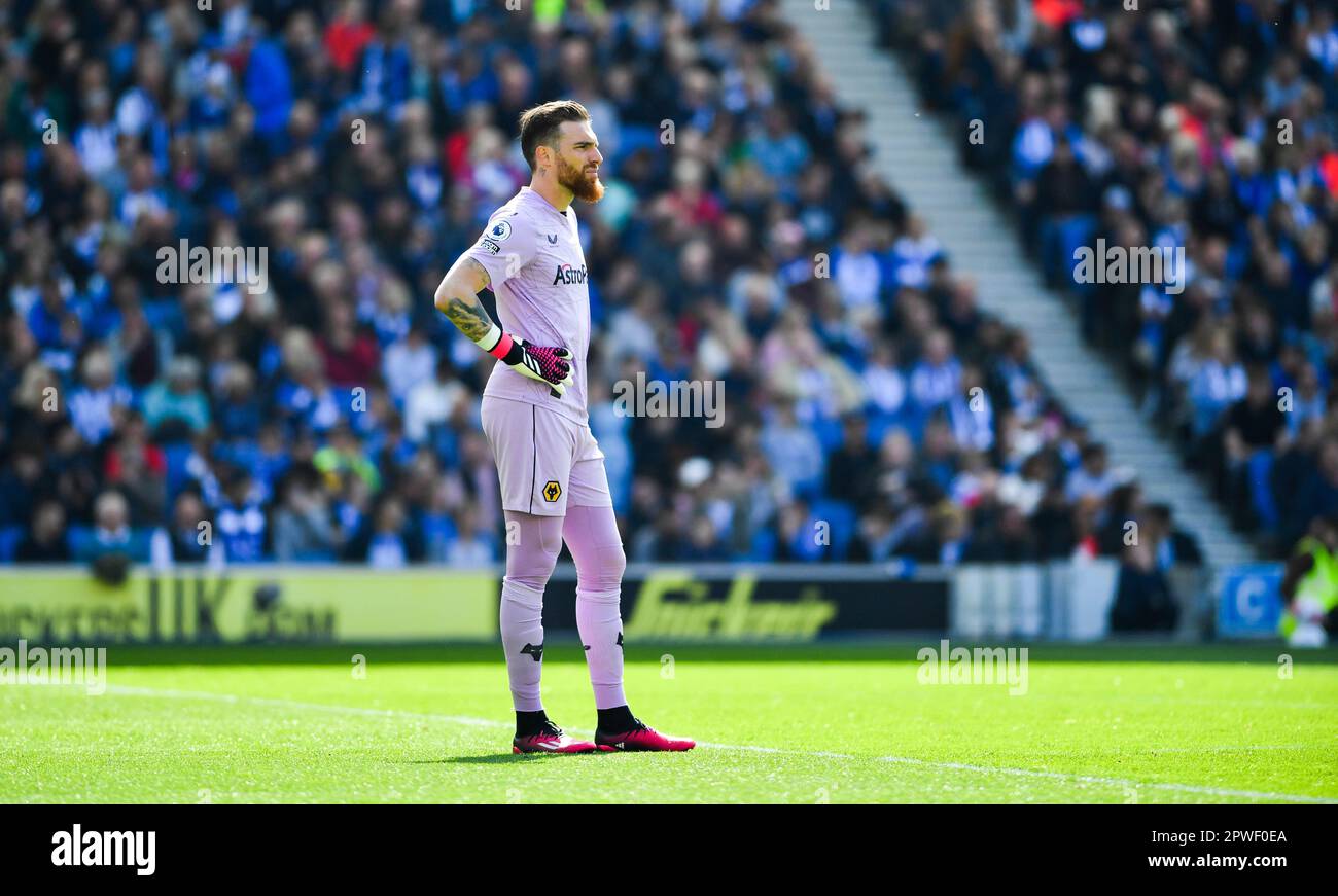 Jose SA of Wolves durante la partita della Premier League tra Brighton & Hove Albion e Wolverhampton Wanderers all'American Express Community Stadium , Brighton , Regno Unito - 29th aprile 2023. Foto Simon Dack / Telephoto immagini. Solo per uso editoriale. Nessun merchandising. Per le immagini di calcio si applicano le restrizioni di fa e Premier League inc. Nessun utilizzo di Internet/cellulare senza licenza FAPL - per i dettagli contattare Football Dataco Foto Stock