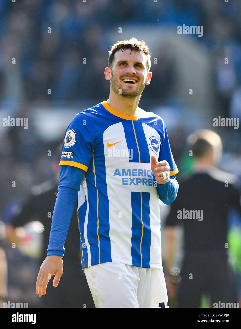 Pascal Gross of Brighton durante la partita della Premier League tra Brighton & Hove Albion e Wolverhampton Wanderers all'American Express Community Stadium di Brighton, Regno Unito - 29th aprile 2023. Foto Simon Dack / Telephoto immagini. Solo per uso editoriale. Nessun merchandising. Per le immagini di calcio si applicano le restrizioni di fa e Premier League inc. Nessun utilizzo di Internet/cellulare senza licenza FAPL - per i dettagli contattare Football Dataco Foto Stock