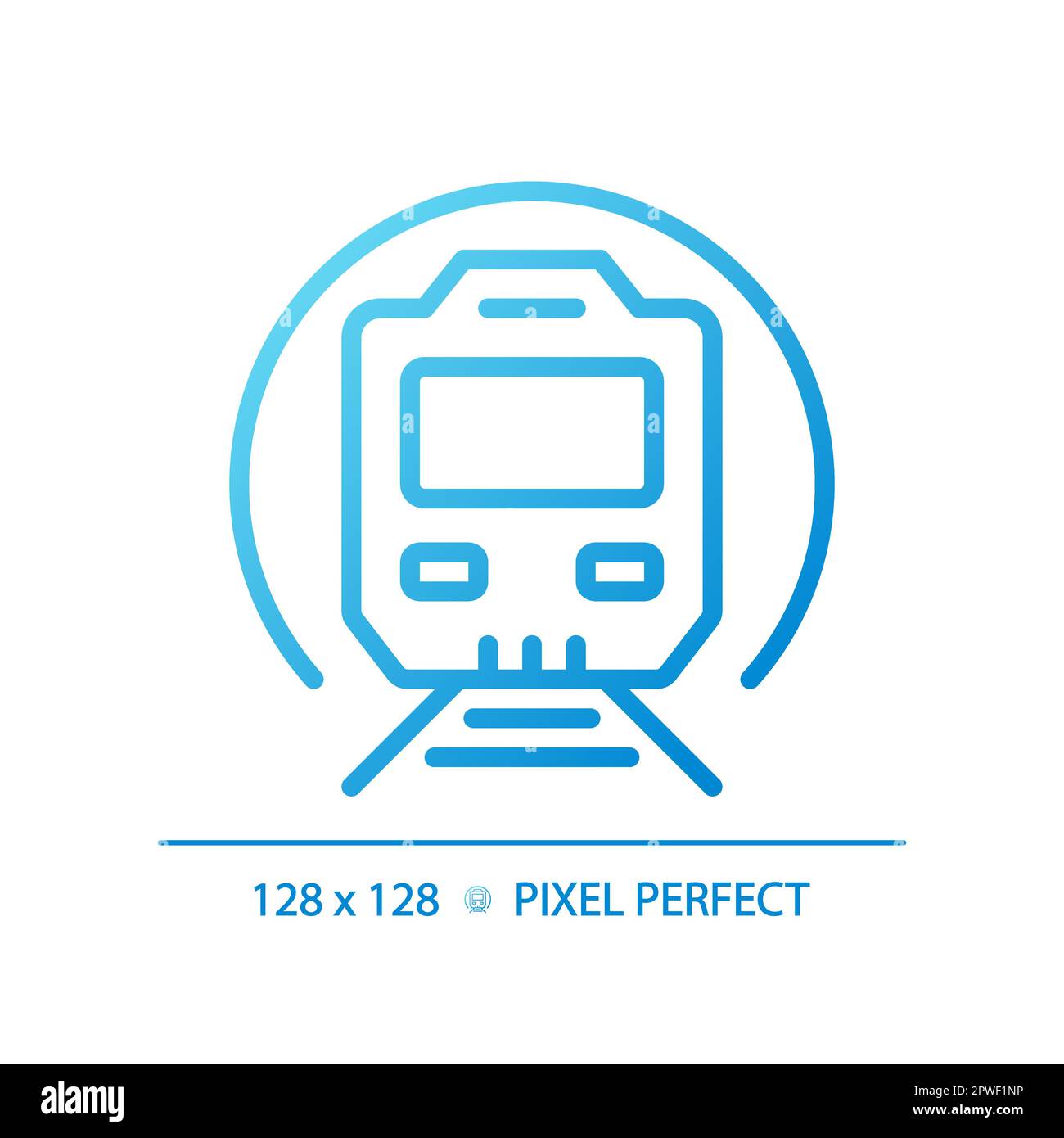 Icona vettore lineare gradiente perfetto pixel treno metropolitano Illustrazione Vettoriale