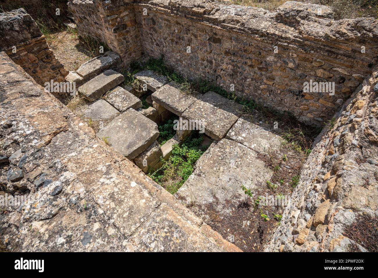 Vista della cripta del sito archeologico del Martirio di la Alberca, Murcia, dal 4th ° secolo AC, primo cristiano Foto Stock
