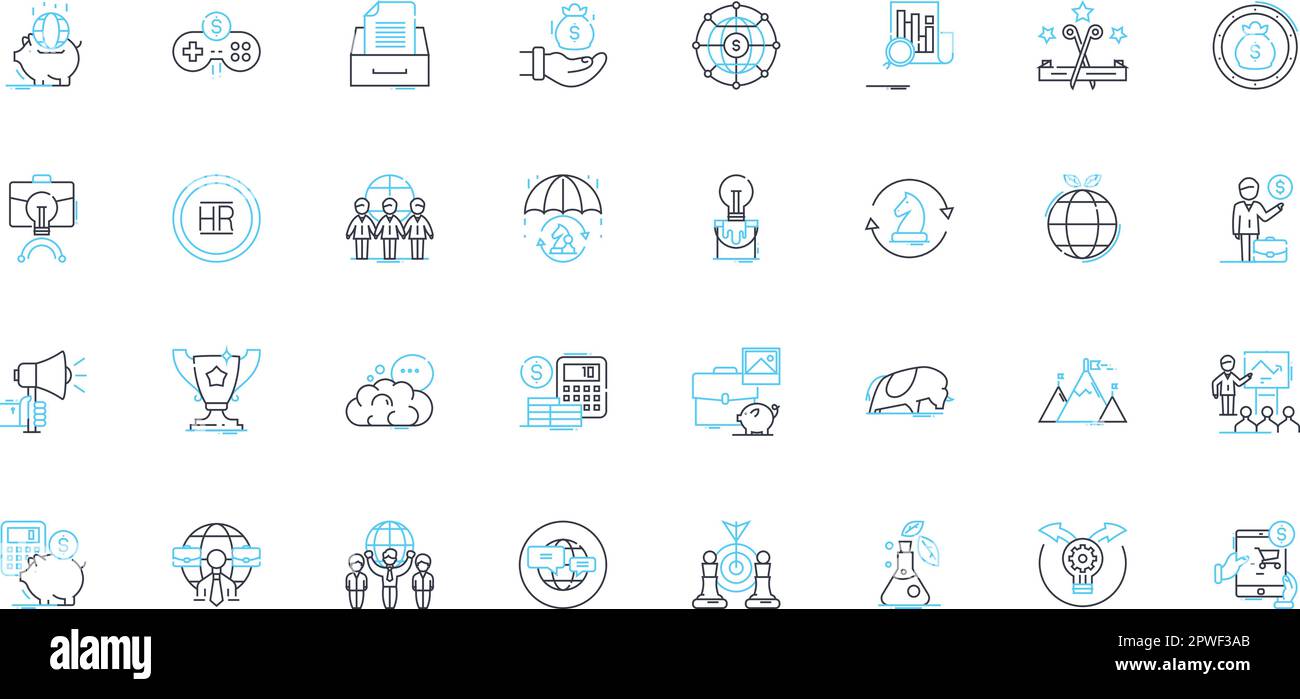 Set di icone lineari per il digital banking. Mobile banking, Fintech, Online banking, Neobank, Cryptocurrency, Blockchain, vettore di linea biometrica e concetto Illustrazione Vettoriale