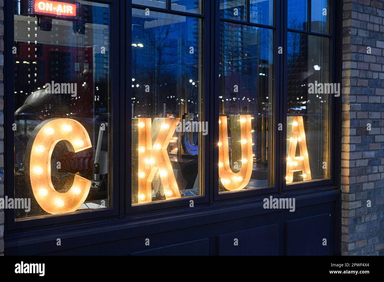 Studio radio CKUA nel centro di Calgary, Alberta Foto Stock