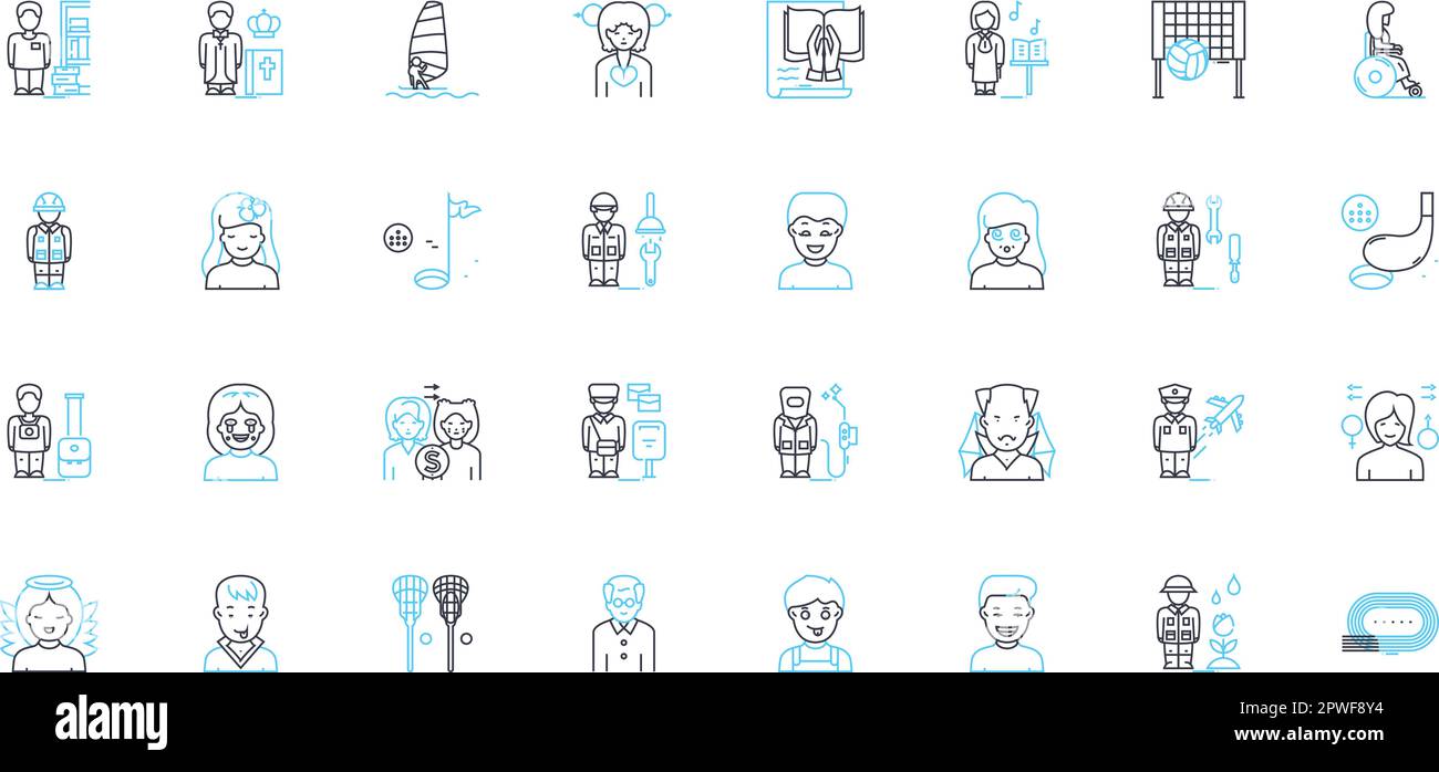 Set di icone lineari per il mentoring della carriera. Guida, sviluppo, istruendo, miglioramento, progresso, Segni di avanzamento, vettore di linea di direzione e di concetto Illustrazione Vettoriale