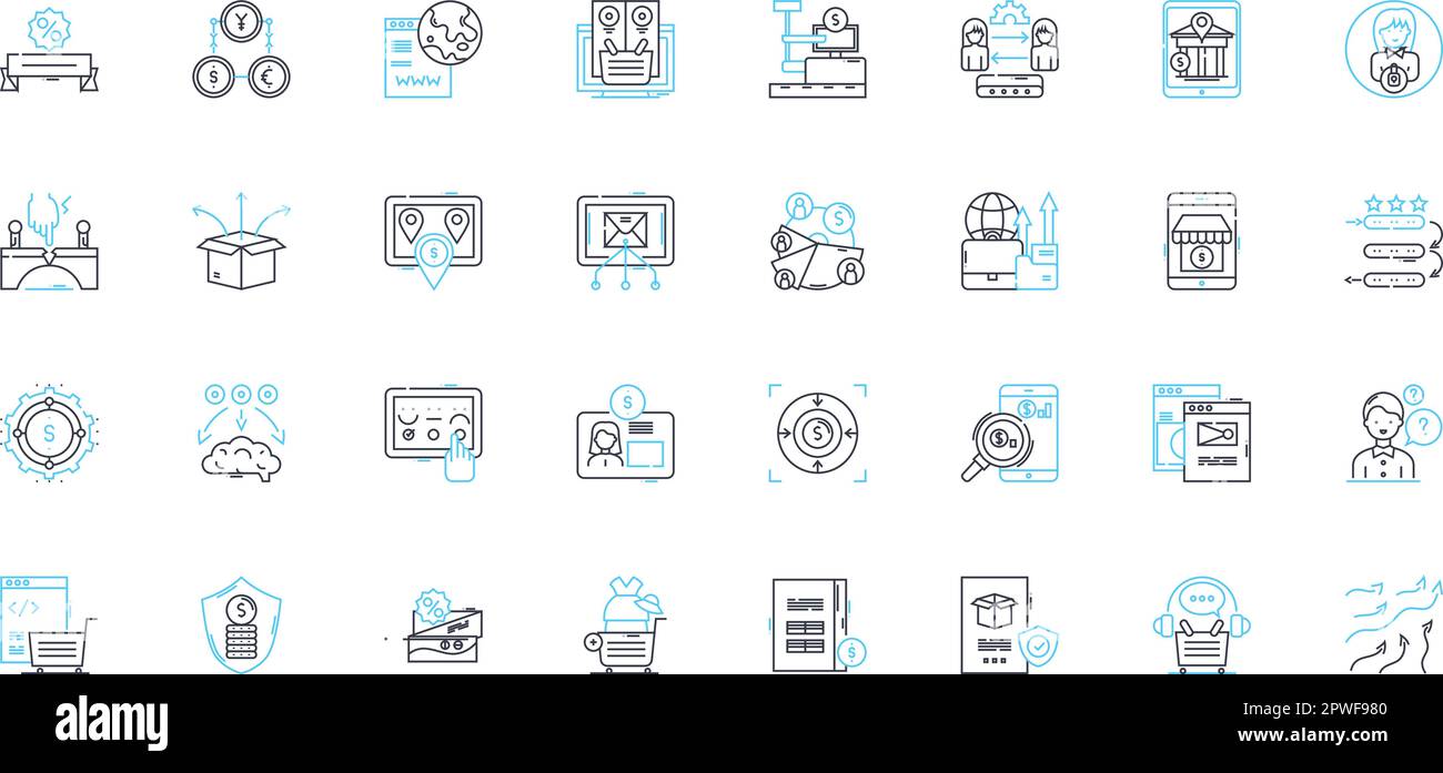 Offerte promozionali Set di icone lineari. Sconti, buoni, vendite, offerte, promozioni, Speciali, linee di contrattazione vettore e segnali di concetto. Offerte,sconti Illustrazione Vettoriale