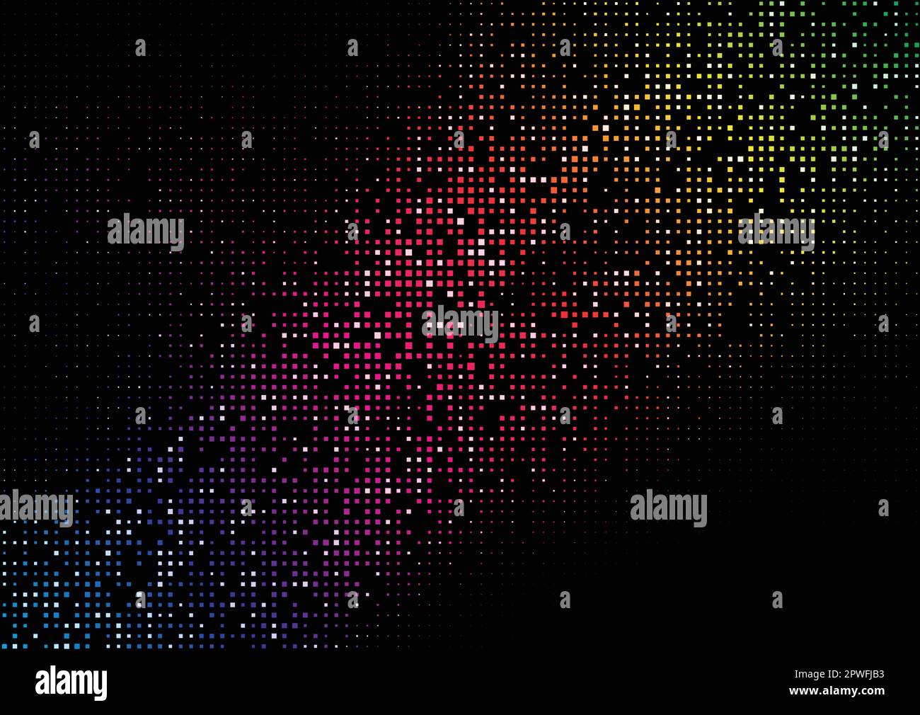 Sfondo Techno con disegno a quadrati di mezzitoni color arcobaleno Illustrazione Vettoriale