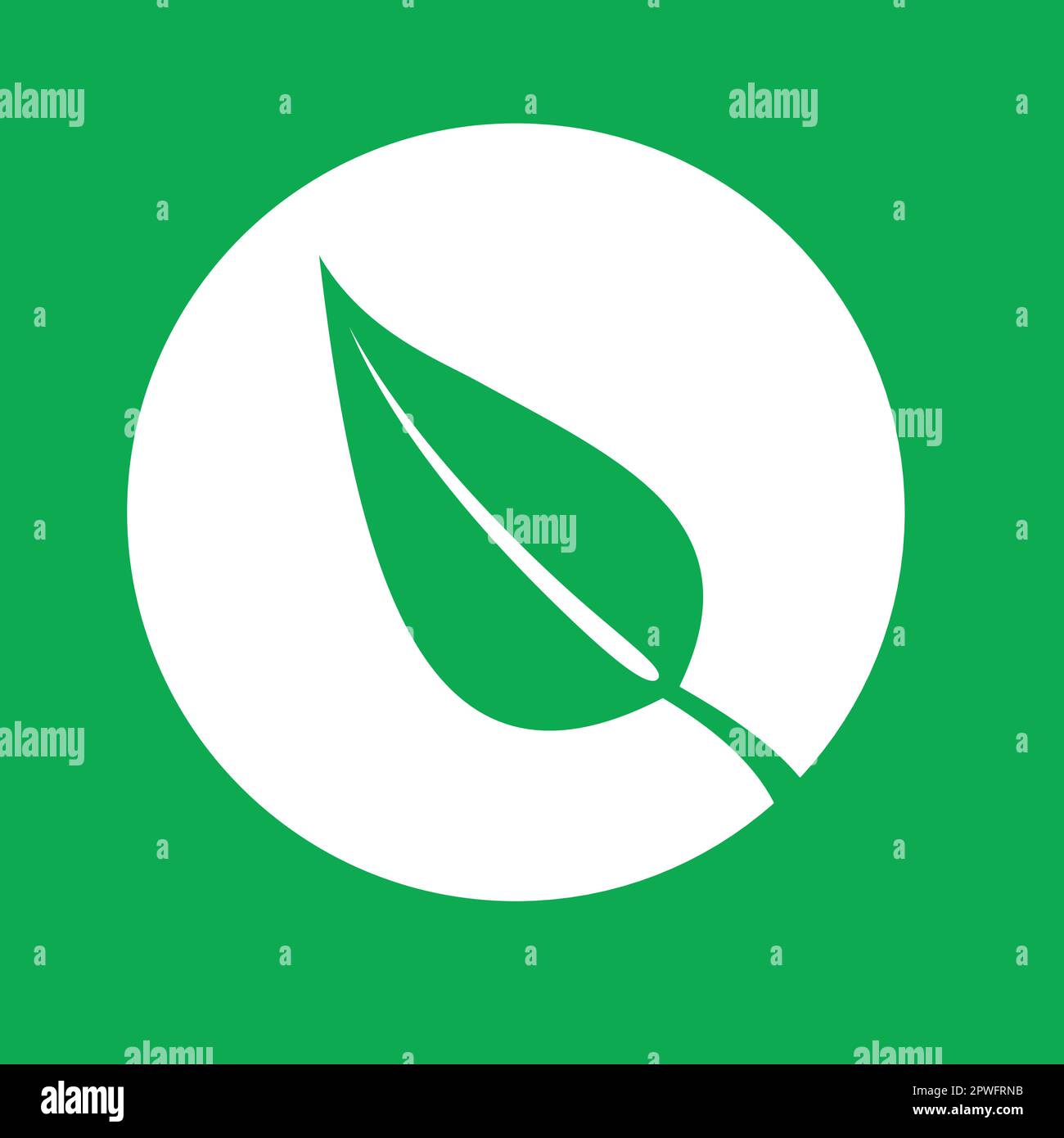 Icona a foglia di Marple - simbolo della terra degli elementi, grafica vettoriale semplice e pulita, illustrazione digitale piatta in bianco, verde e nero Illustrazione Vettoriale
