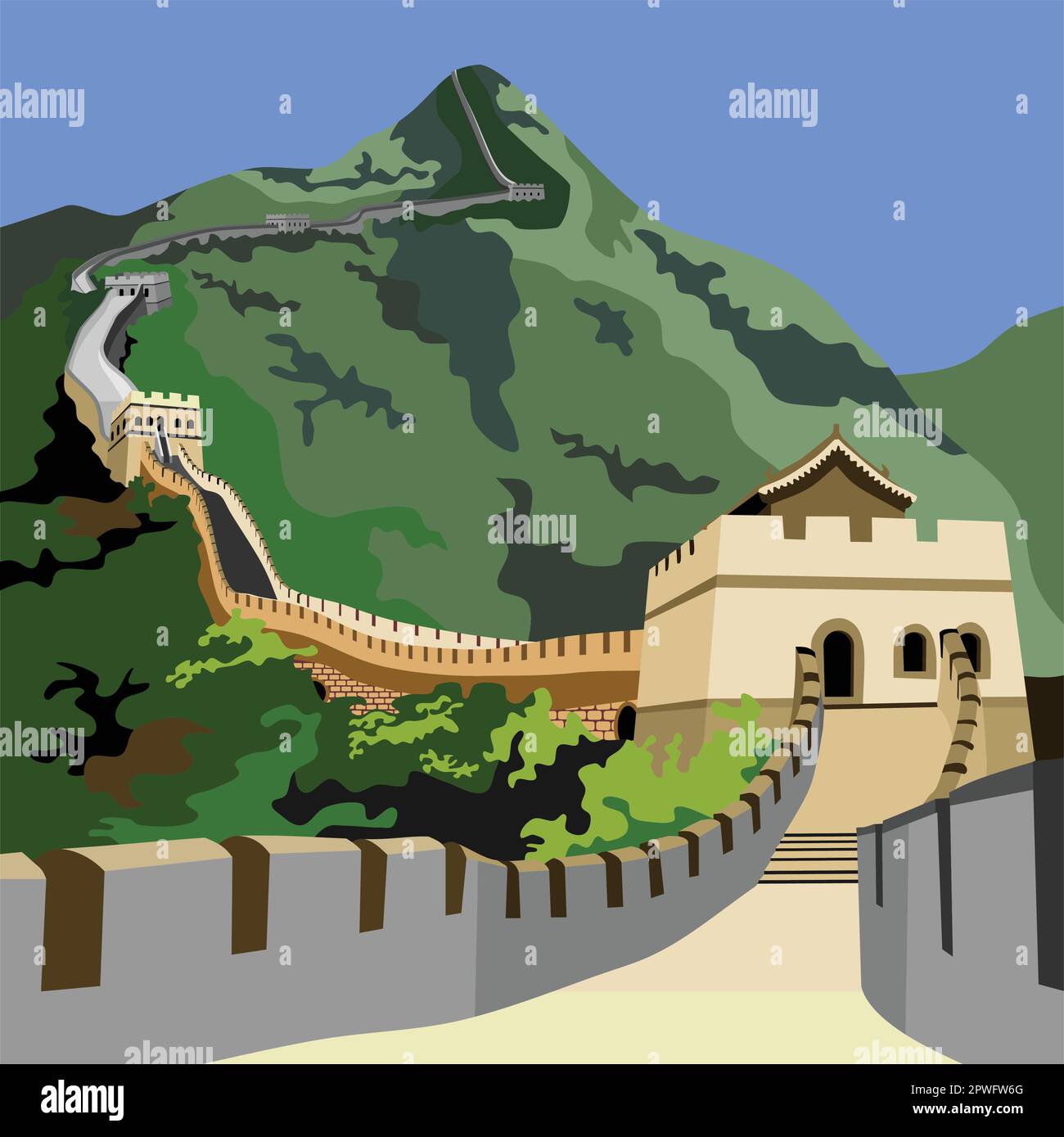 Grande muro Cina punto di riferimento vettore Illustrazione Vettoriale