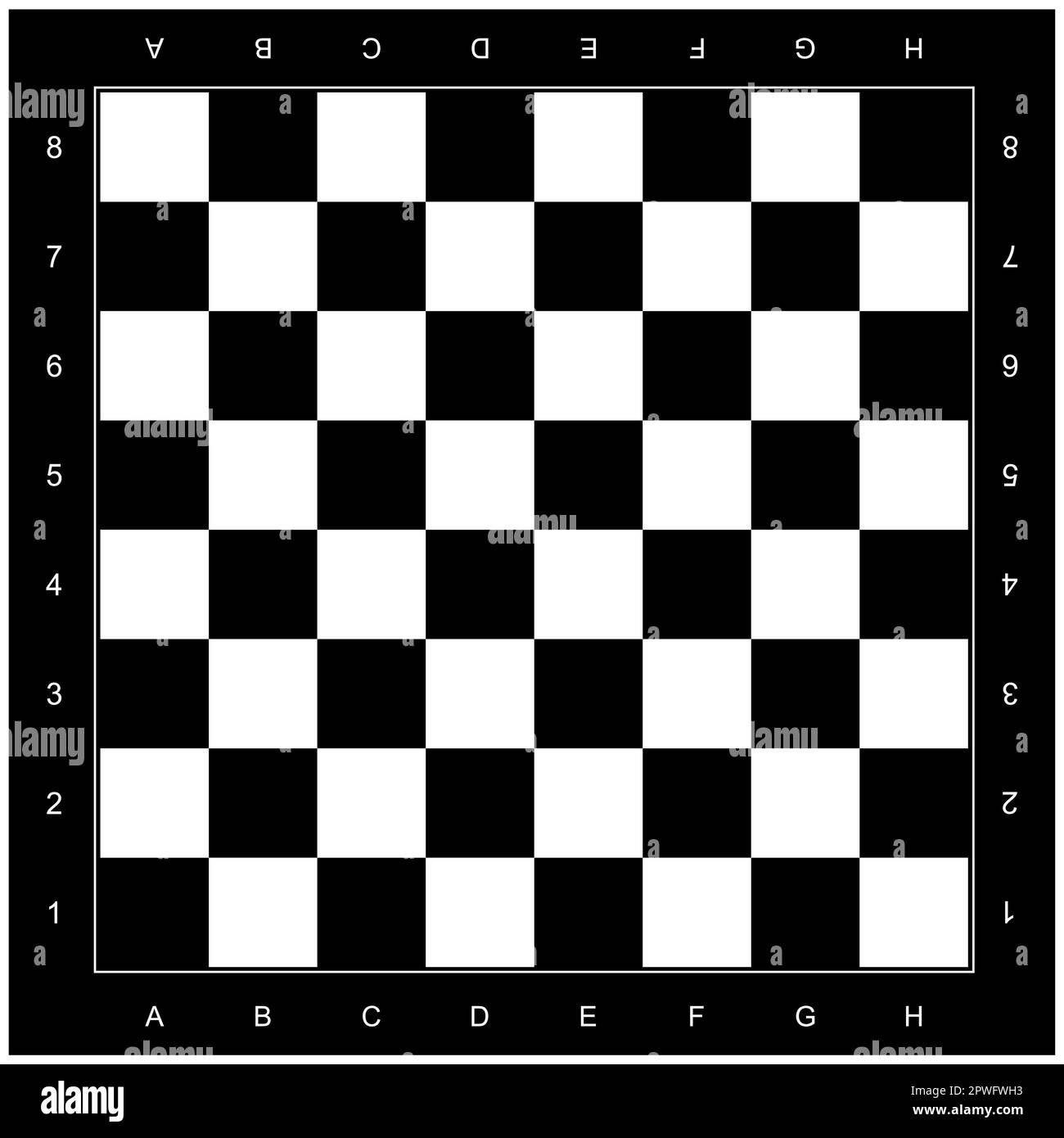Disegno vettoriale in bianco e nero per scacchi o scacchi quadrati. Illustrazione Vettoriale