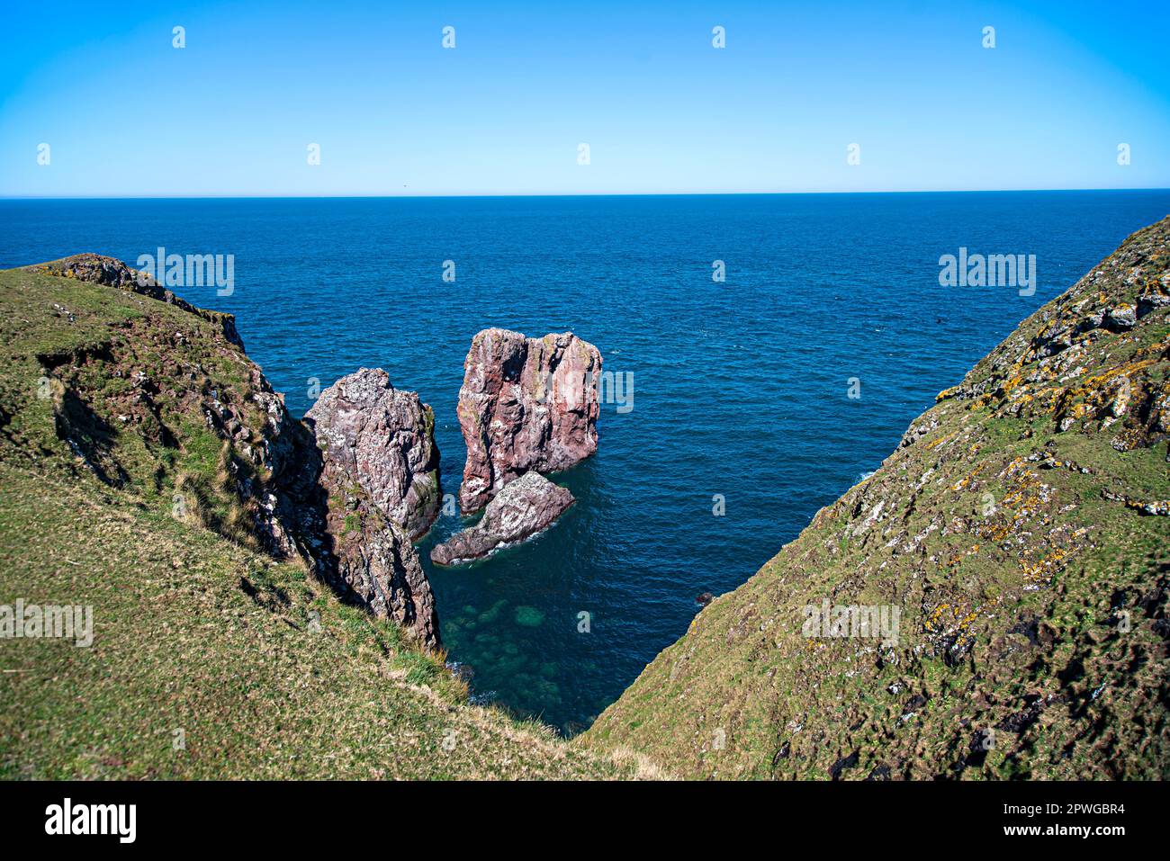 Fotografia di paesaggio della costa del Mare del Nord, serenità, paesaggi, panorama, roccia, pietra, rocciosa Foto Stock