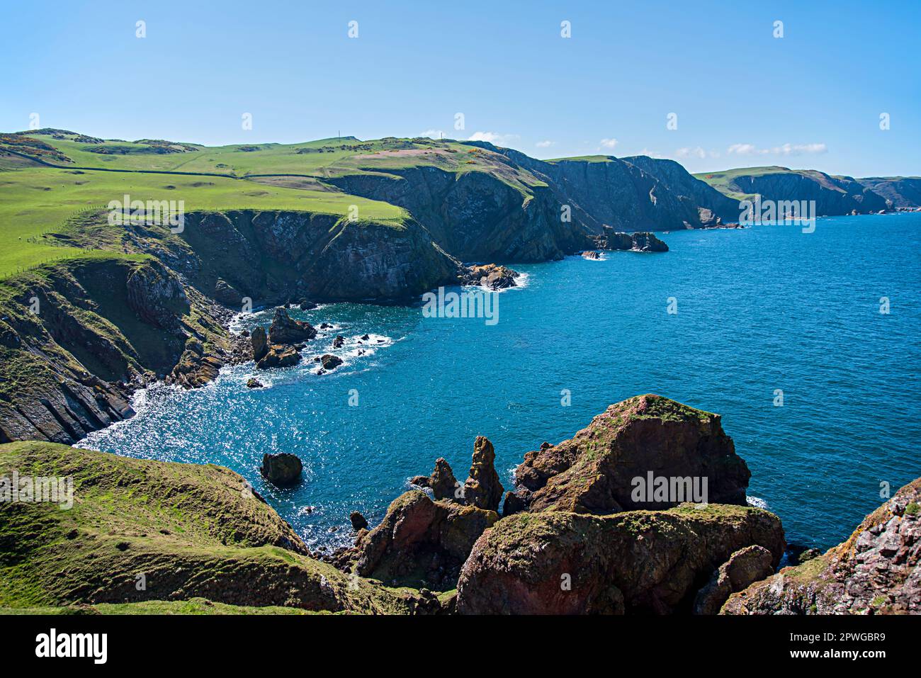 Fotografia di paesaggio della costa del Mare del Nord, serenità, paesaggi, panorama, roccia, pietra, rocciosa Foto Stock
