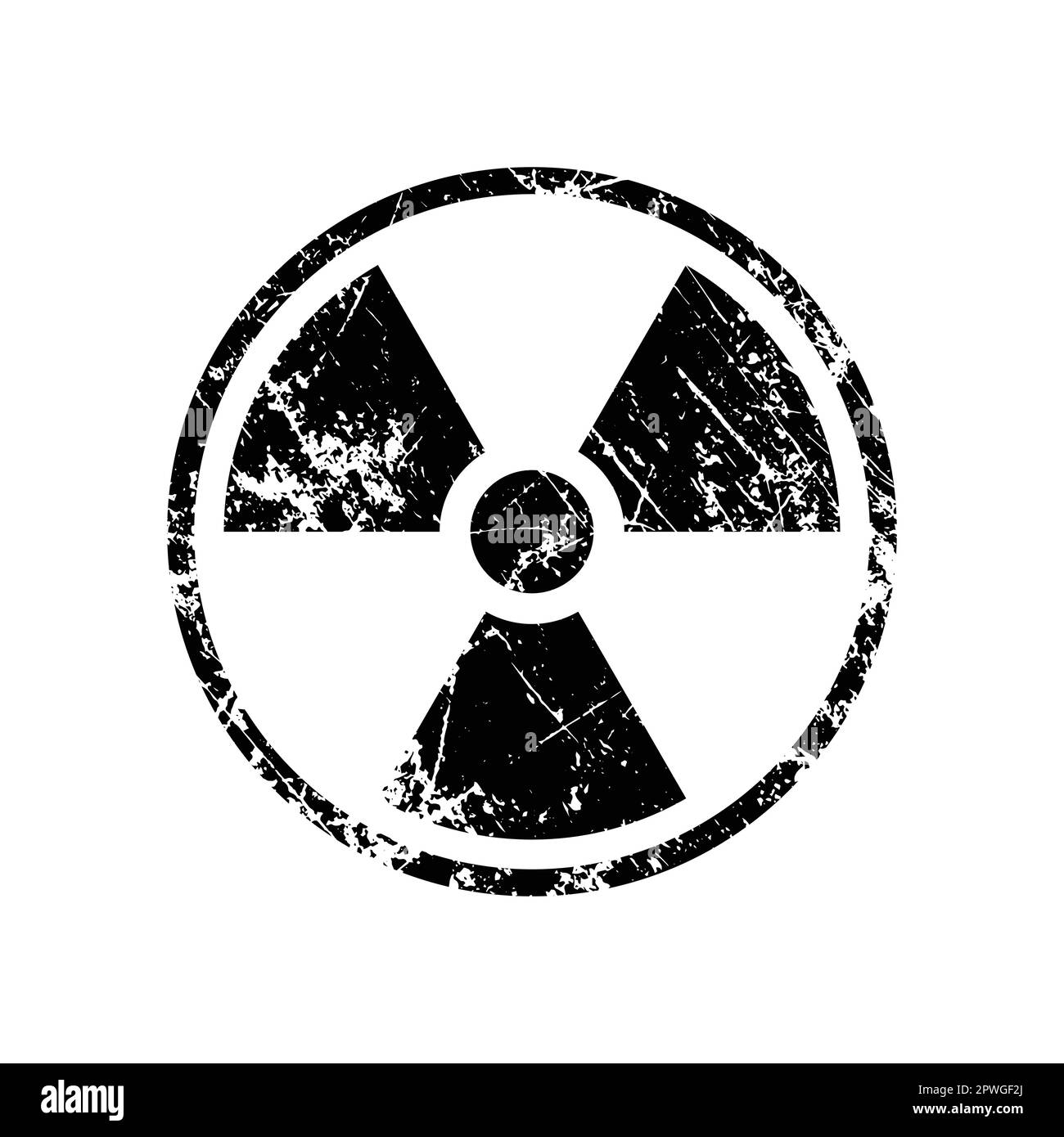 trifoglio radioattivo nucleare simbolo di avvertimento stressato grunge vecchio cerchio classico vettore isolato su sfondo bianco Illustrazione Vettoriale
