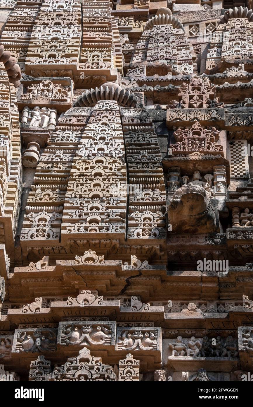 Architettura del Tempio, Khajuraho, Madhya Pradesh, India Foto Stock