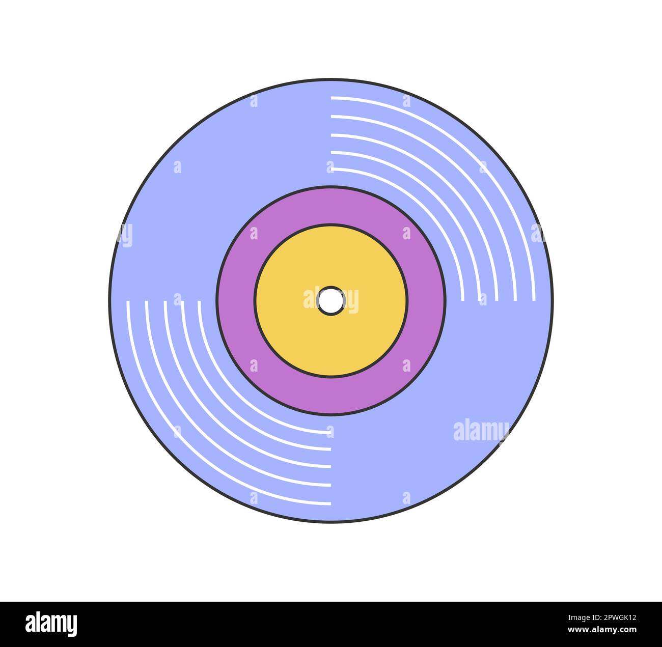 Vinile retro groovy musica. Etichetta cartoni animati vintage Hippie. Illustrazione eps isolata vettoriale alla moda Hippy Style Y2K Illustrazione Vettoriale