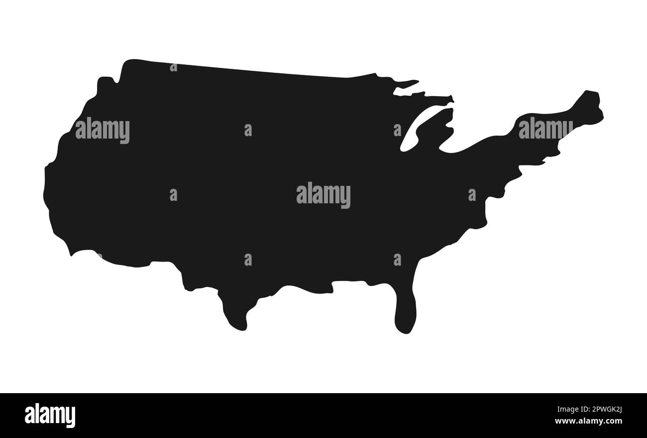 Mappa degli Stati Uniti. Contorno degli Stati Uniti in nero su sfondo bianco. America. mappa vettoriale Illustrazione Vettoriale