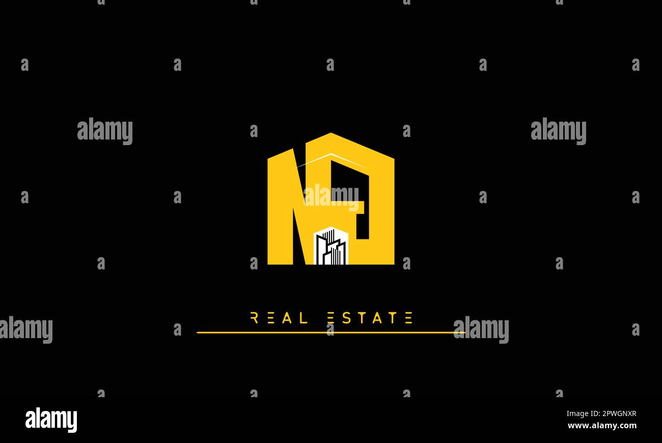 Lettere del bene immobile moderno Creative logo NJ , JN Illustrazione Vettoriale