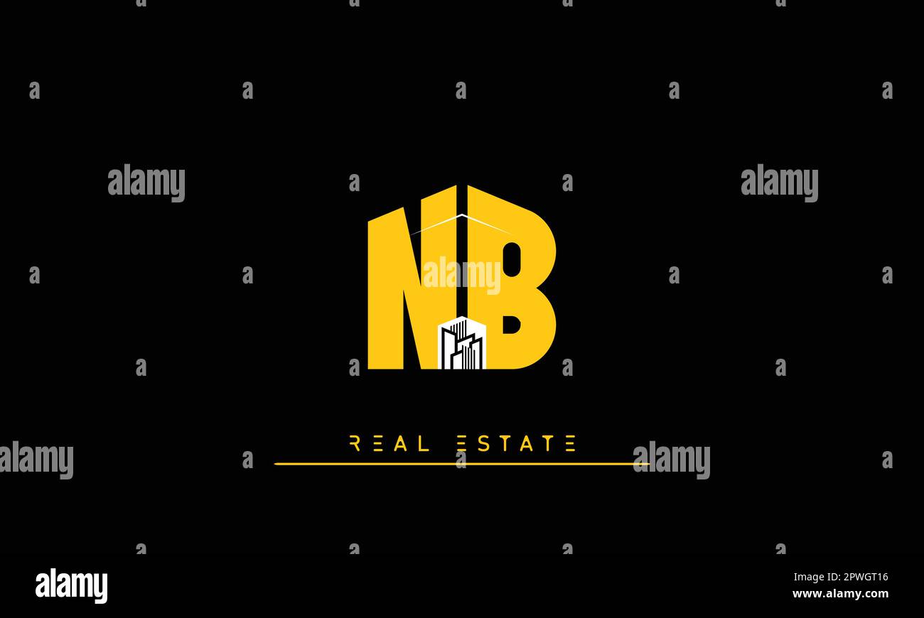 Lettere di bene immobile moderno Creative logo NB , BN Illustrazione Vettoriale