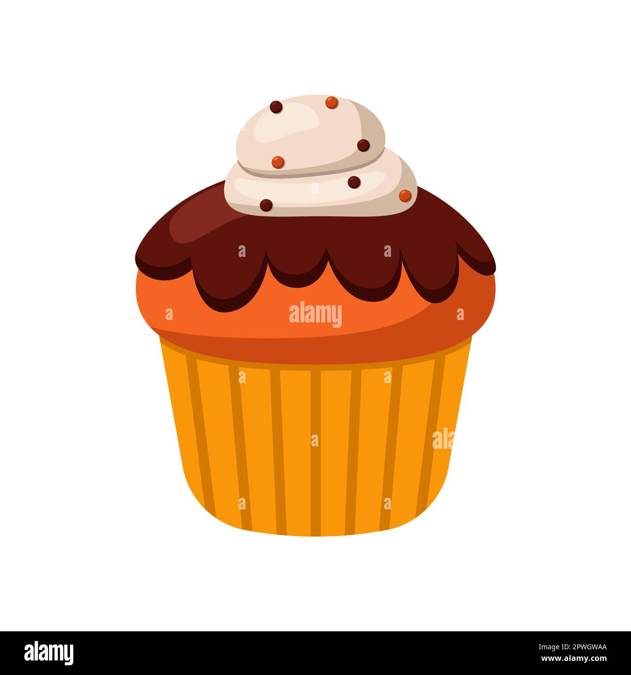 Illustrazione del cartone al muffin al cioccolato fatto in casa Illustrazione Vettoriale