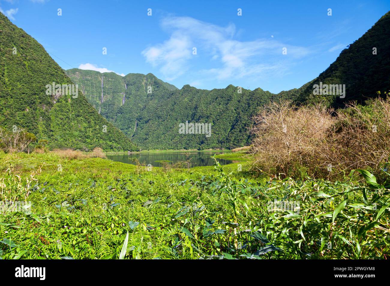 Il Grand Étang (grande stagno in inglese) è il lago più grande dell'isola di Réunion, un territorio francese nell'Oceano Indiano occidentale. Si trova nel comune Foto Stock