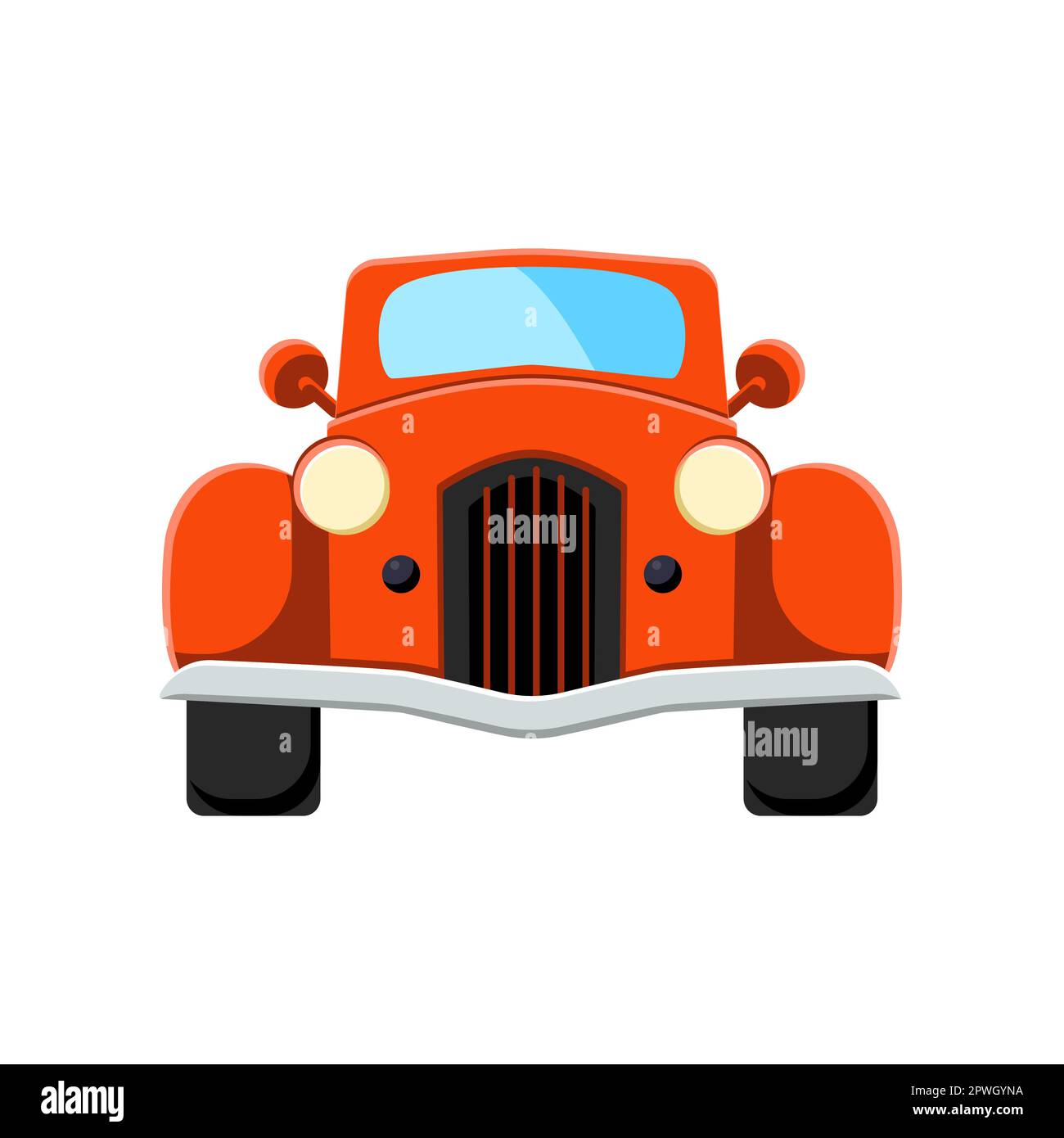Vista frontale dell'illustrazione vettoriale di un'auto d'epoca arancione Illustrazione Vettoriale