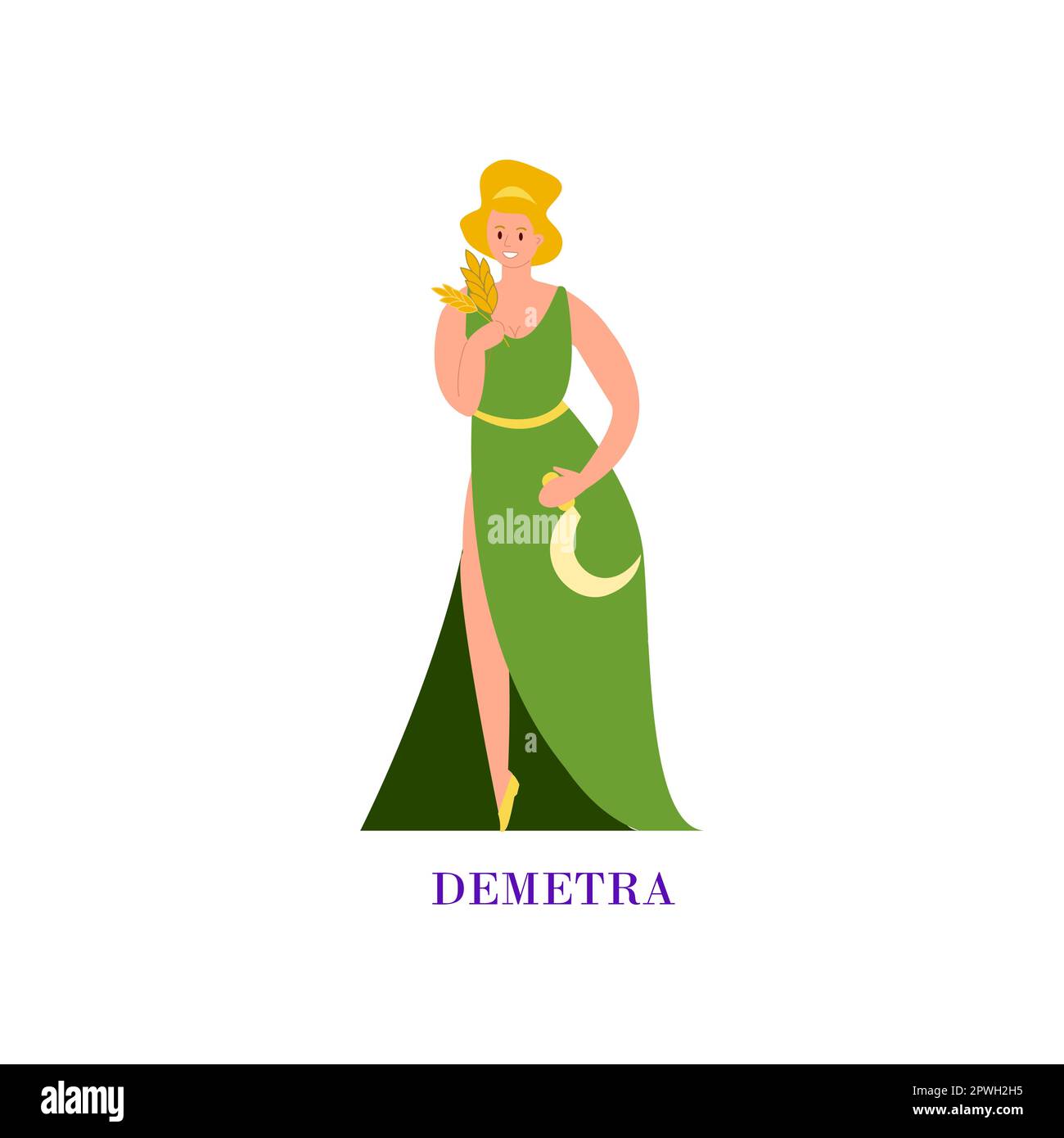 Illustrazione dei cartoni animati dell'antica dea greca Demetra Illustrazione Vettoriale