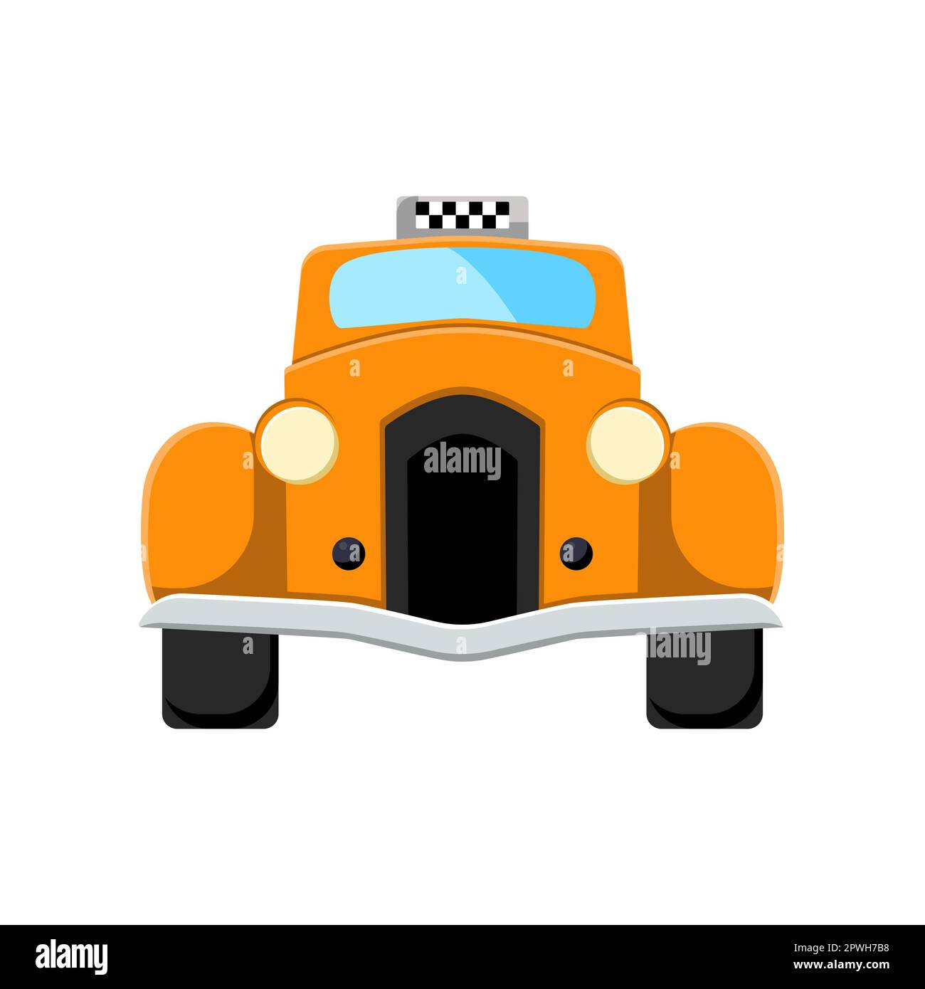 Vista frontale dell'illustrazione vettoriale di un taxi d'epoca Illustrazione Vettoriale