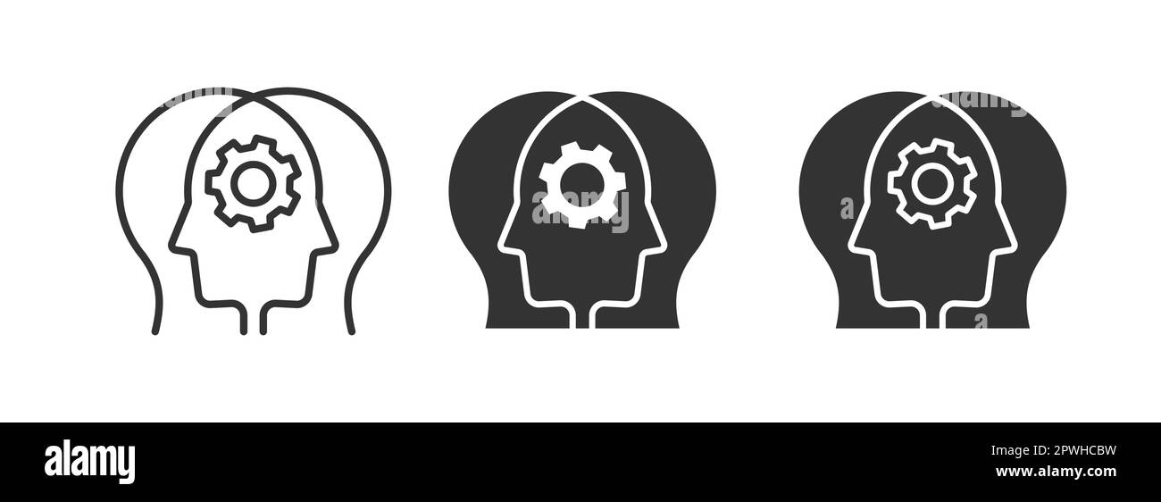 Icone di psicoterapia. Simbolo del problema mentale, psicologo, cura psicologica. Illustrazione vettoriale. Illustrazione Vettoriale