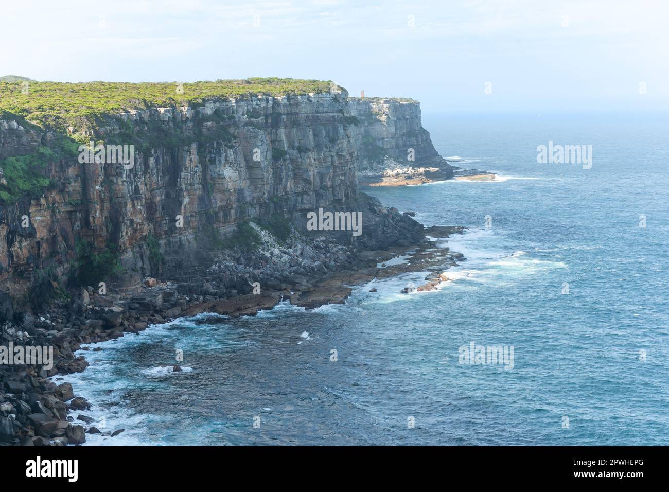 Scogliere drammatiche di North Head, Manly Australia. Foto Stock
