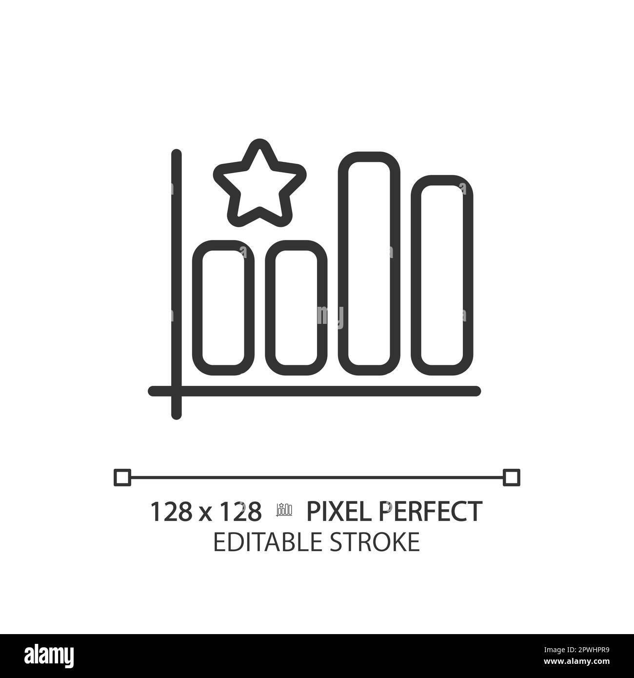 Icona pixel Perfect Linear del grafico a barre Illustrazione Vettoriale