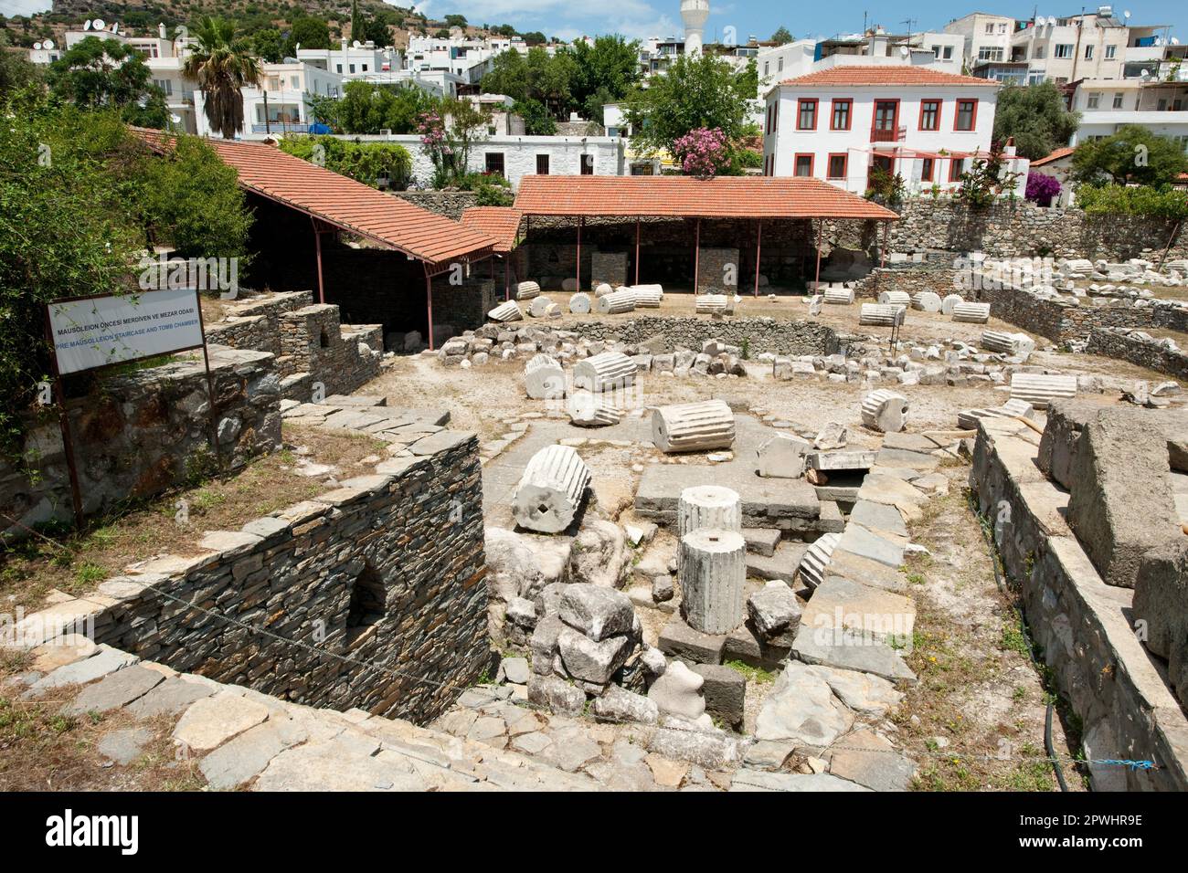 Mausoleo di Mausolos, tomba, tomba, rovina, Maussollos, Antichità, sette meraviglie del mondo, Halicarnassus, Halicarnassus, Bodrum, Mugla, Turchia Foto Stock