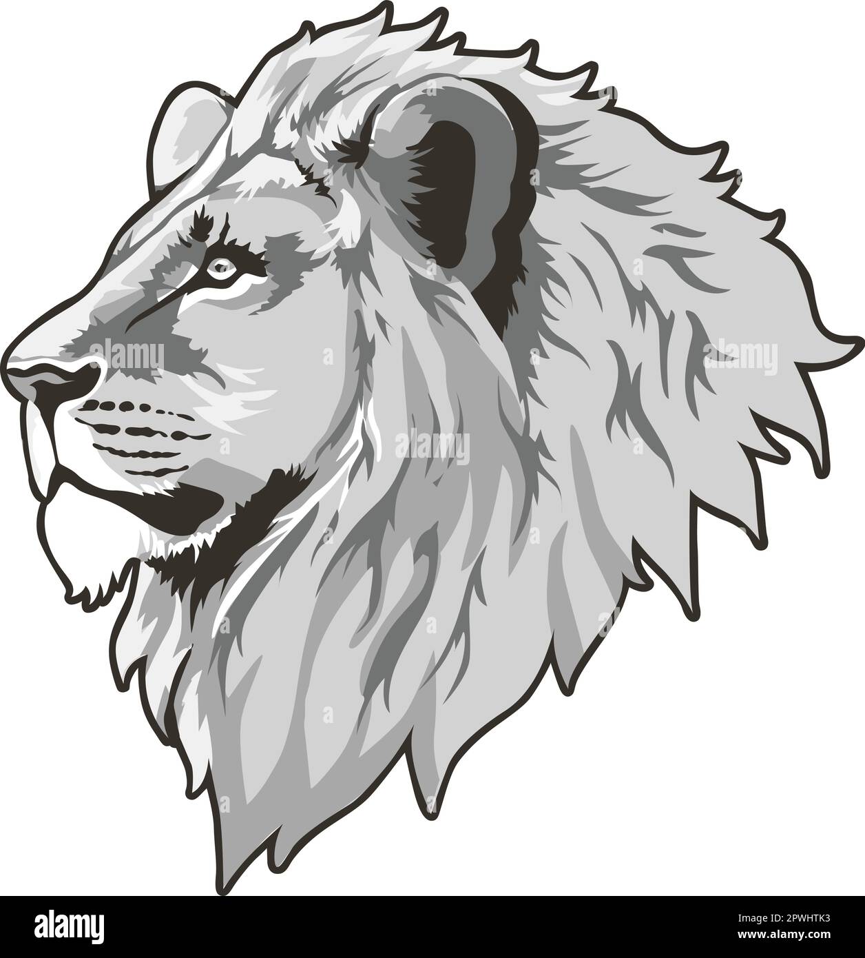 Illustrazione vettore Lion Head. Colore e bianco e nero Illustrazione Vettoriale