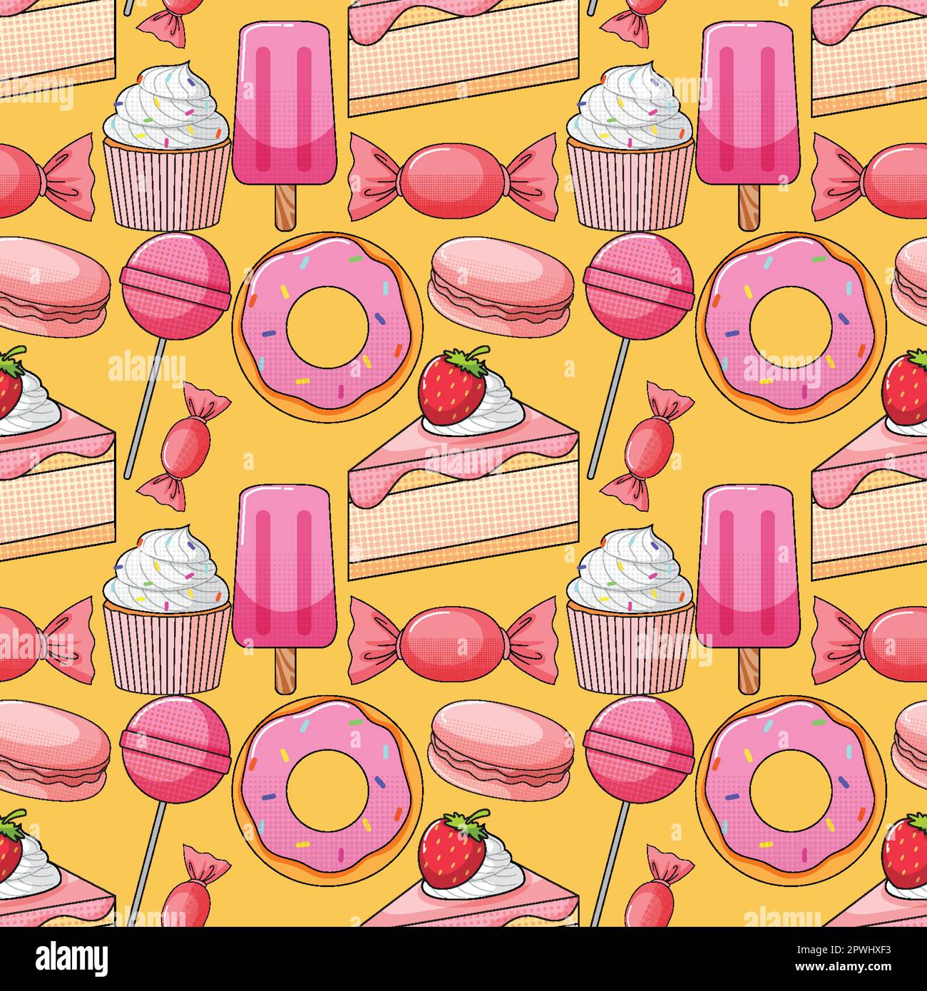 Illustrazione del modello Sweet Food Pink senza cuciture Illustrazione Vettoriale