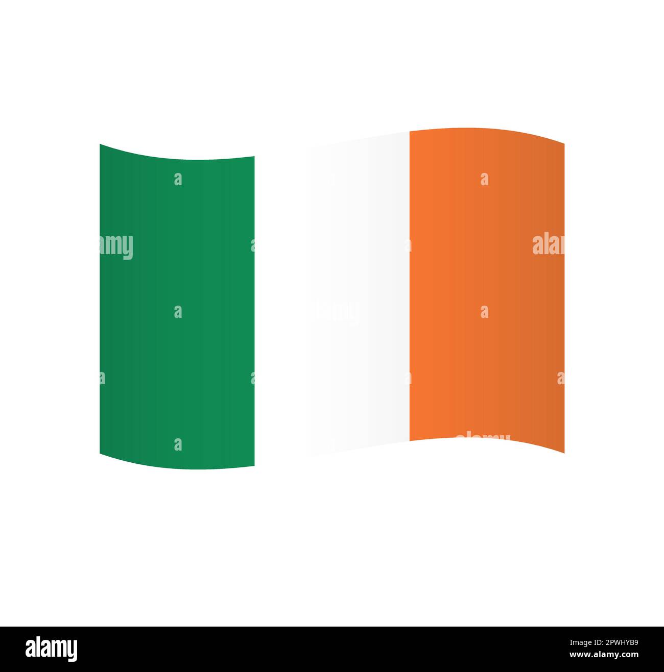 Ireland flag - icona vettoriale semplice ondulata con ombreggiatura. Illustrazione Vettoriale