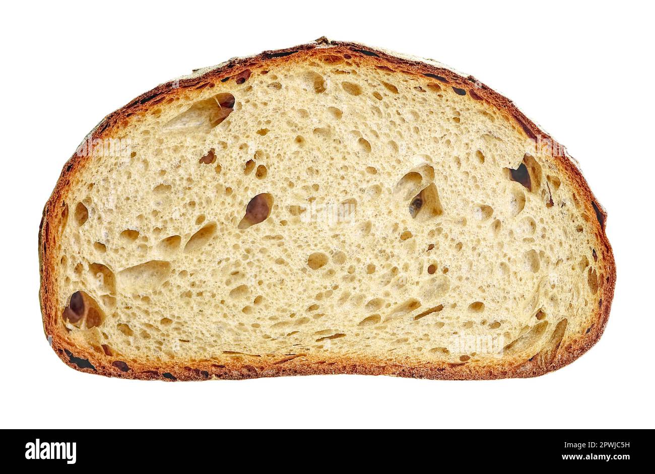 Fetta di pane bianco di segale isolato su sfondo bianco, ritaglio vista frontale Foto Stock