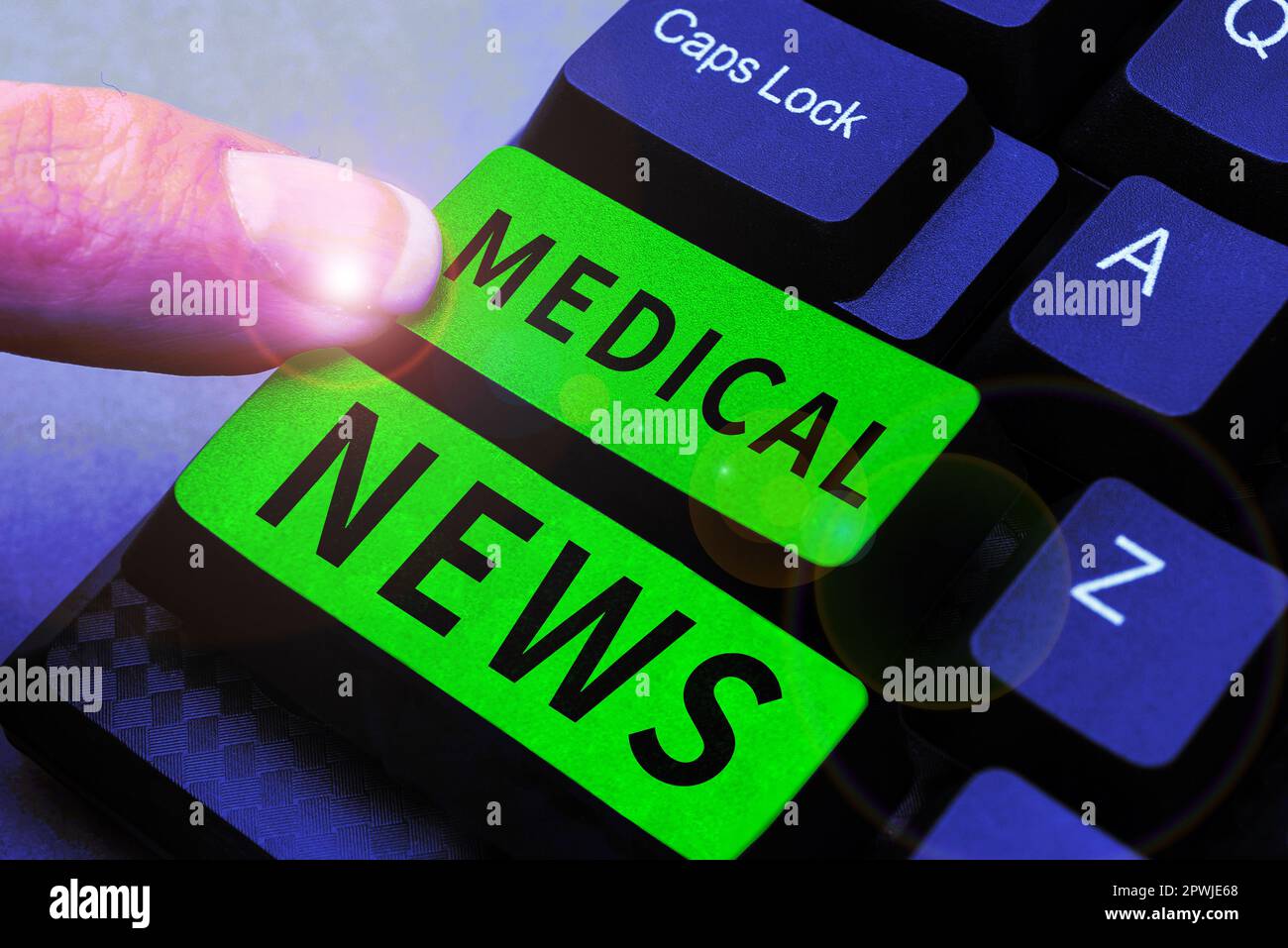 Scrittura a mano di testo Medical News, Word per report o informazioni importanti sulla svolta medica Foto Stock