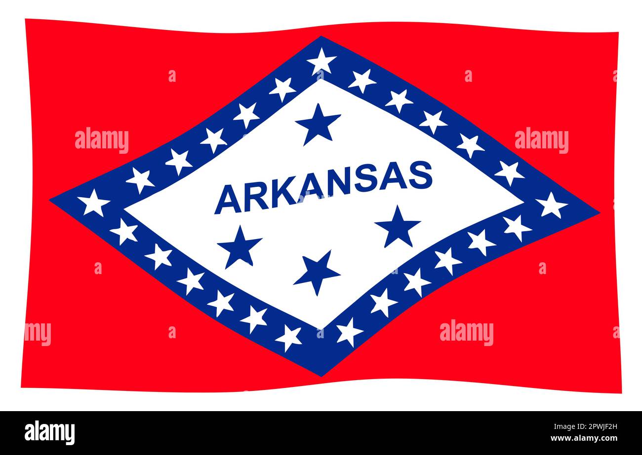 Lo Stato di bandiera di Stato degli USA di Arkansas sventolare nel vento Foto Stock