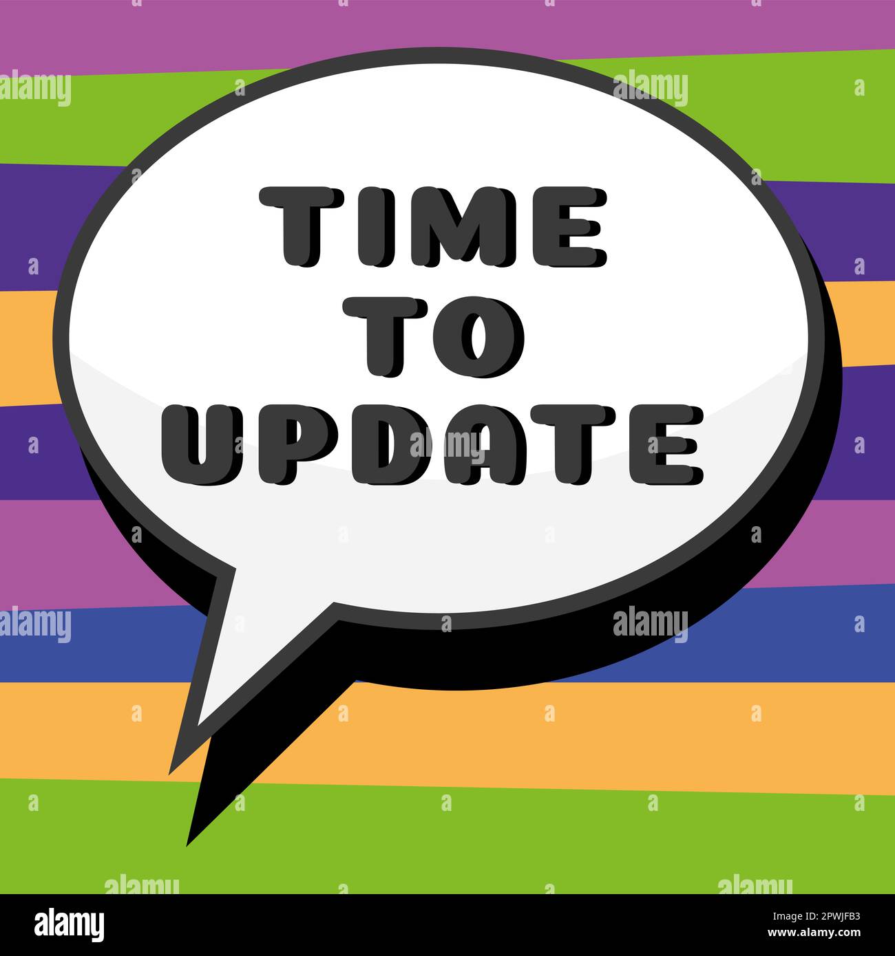 Cartello di testo che mostra il tempo di aggiornamento, Business mostra le informazioni più recenti su una particolare situazione Foto Stock