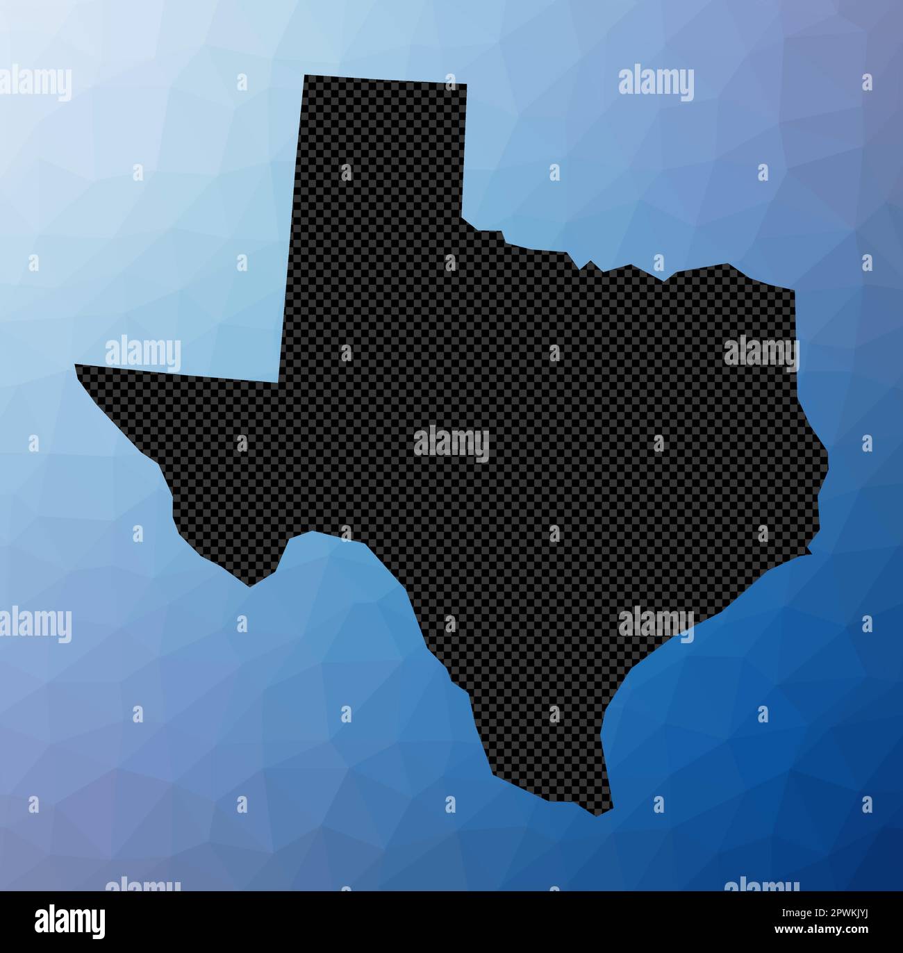 Mappa geometrica del Texas. Forma a stencil del Texas in basso stile poli. Incredibile illustrazione vettoriale dello stato degli Stati Uniti. Illustrazione Vettoriale