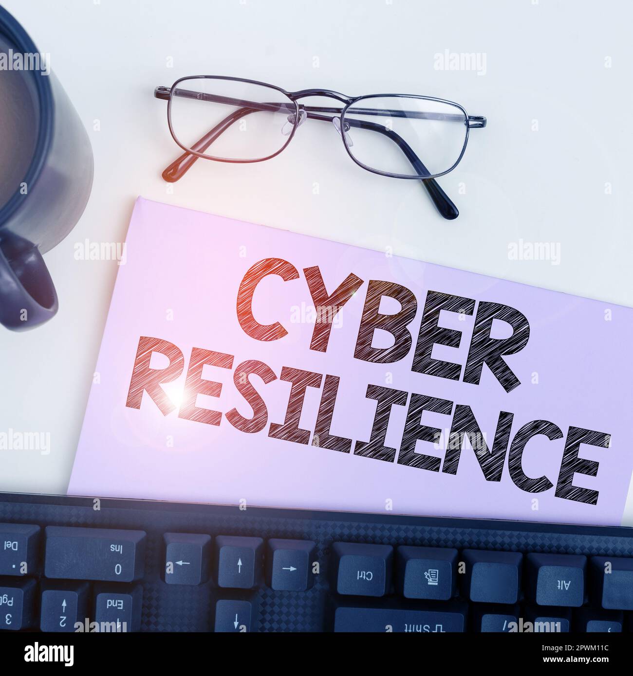 Visualizzazione concettuale Cyber Resilience, Business idea misura la capacità di un'azienda di gestire un attacco informatico Foto Stock