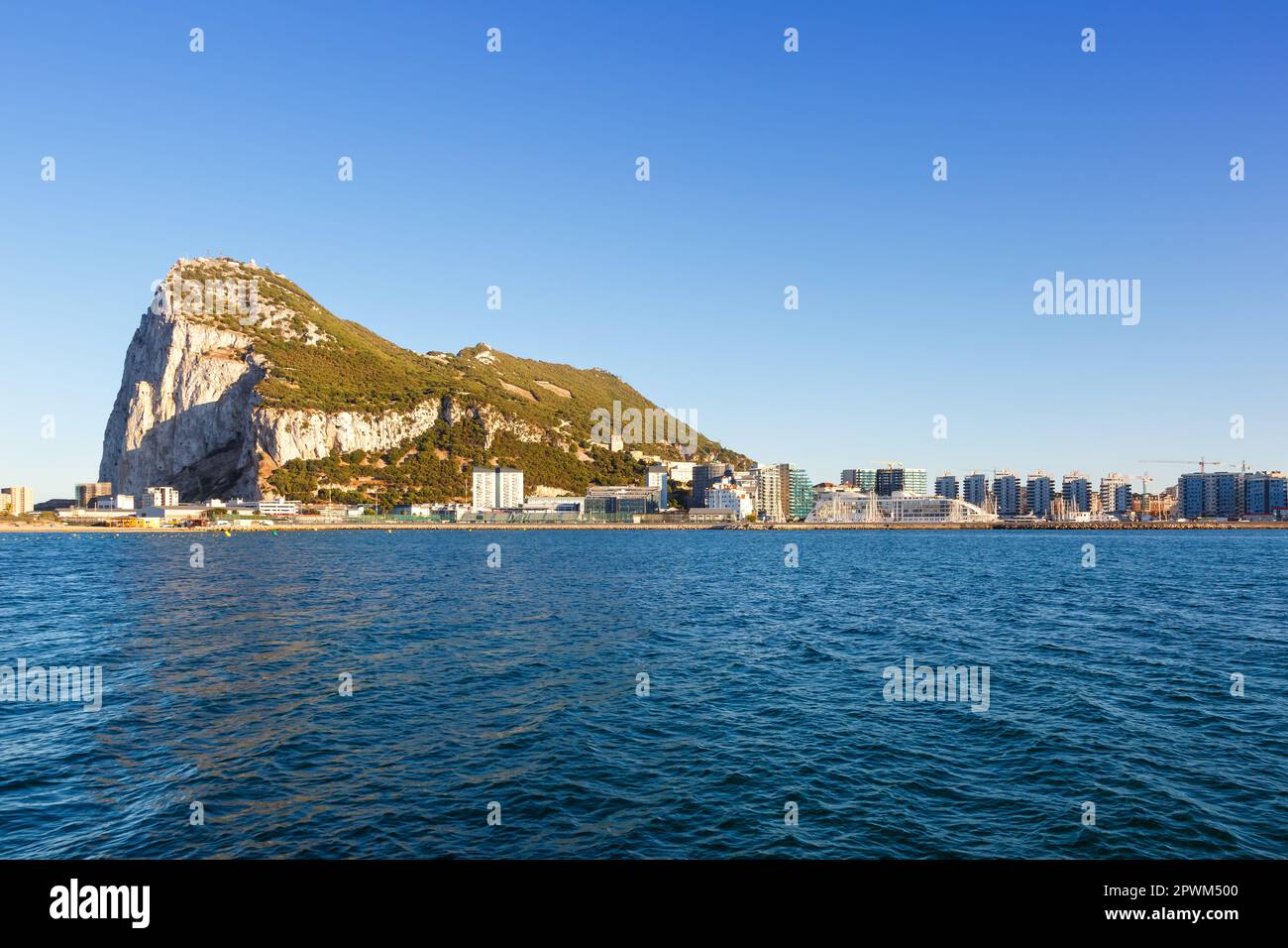 Gibilterra la roccia copyspace panoramica del Mar Mediterraneo viaggio Foto Stock